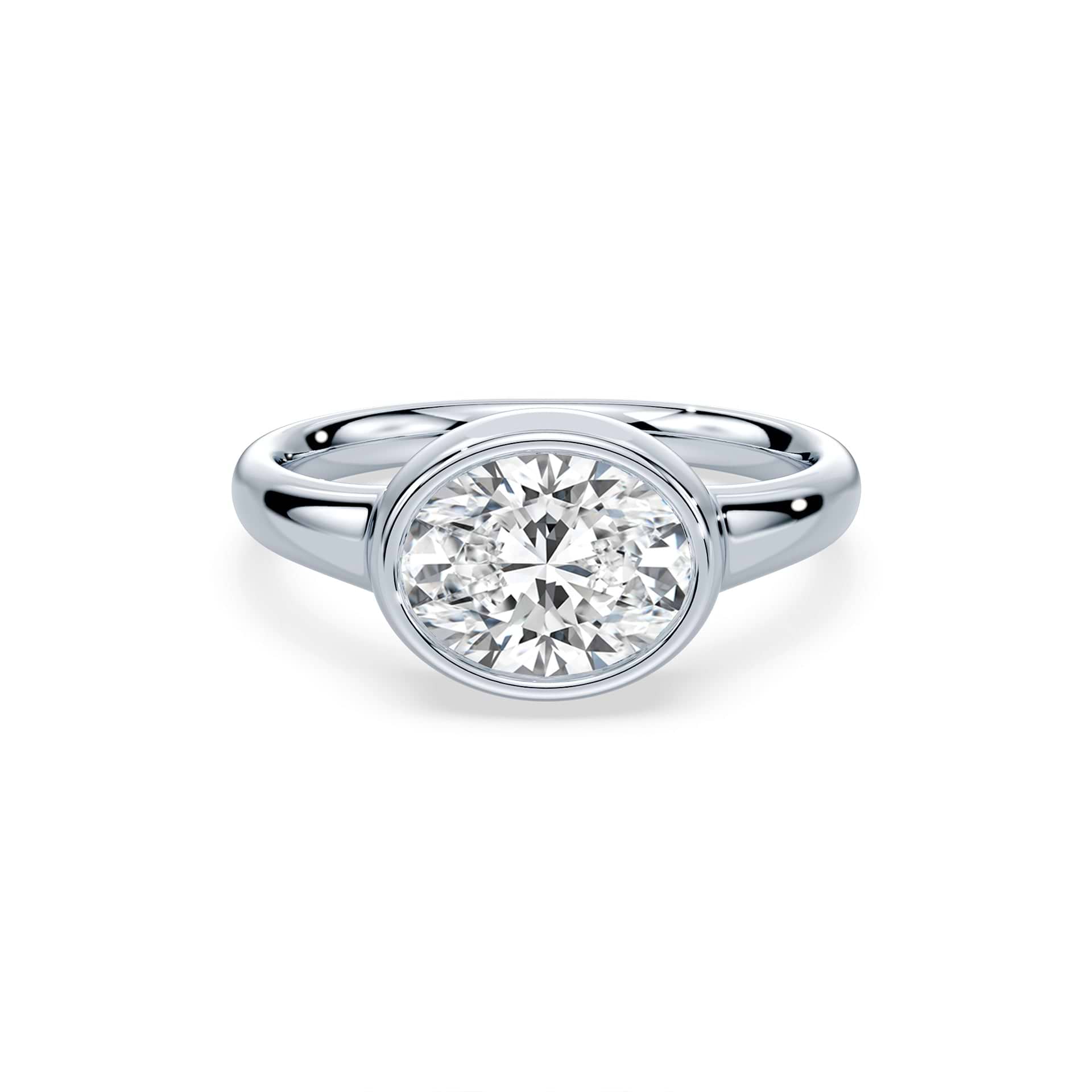 Oval Cut 1.31ct East West Wide Bezel Ring