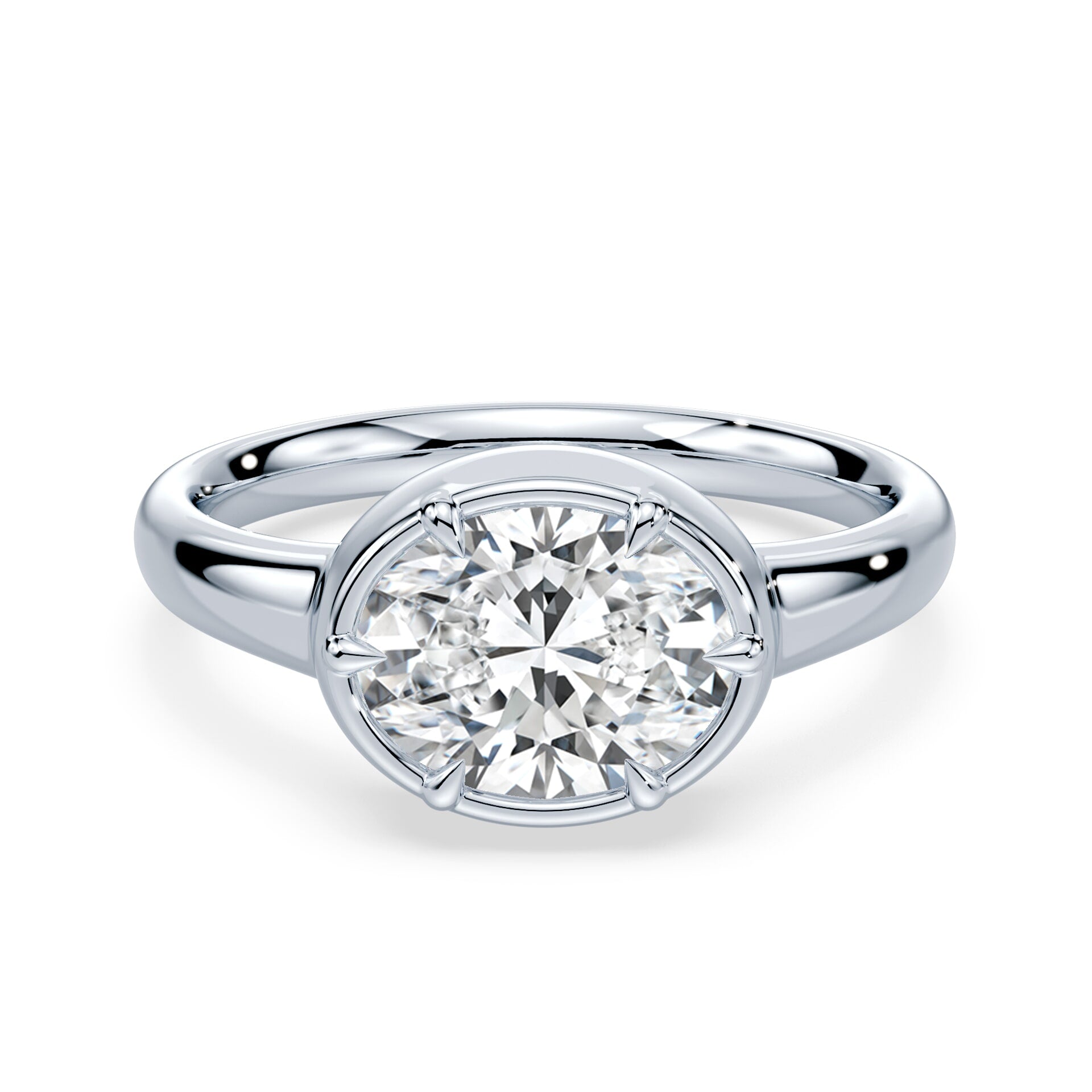 Oval Cut East West Button Back Ring – Plum