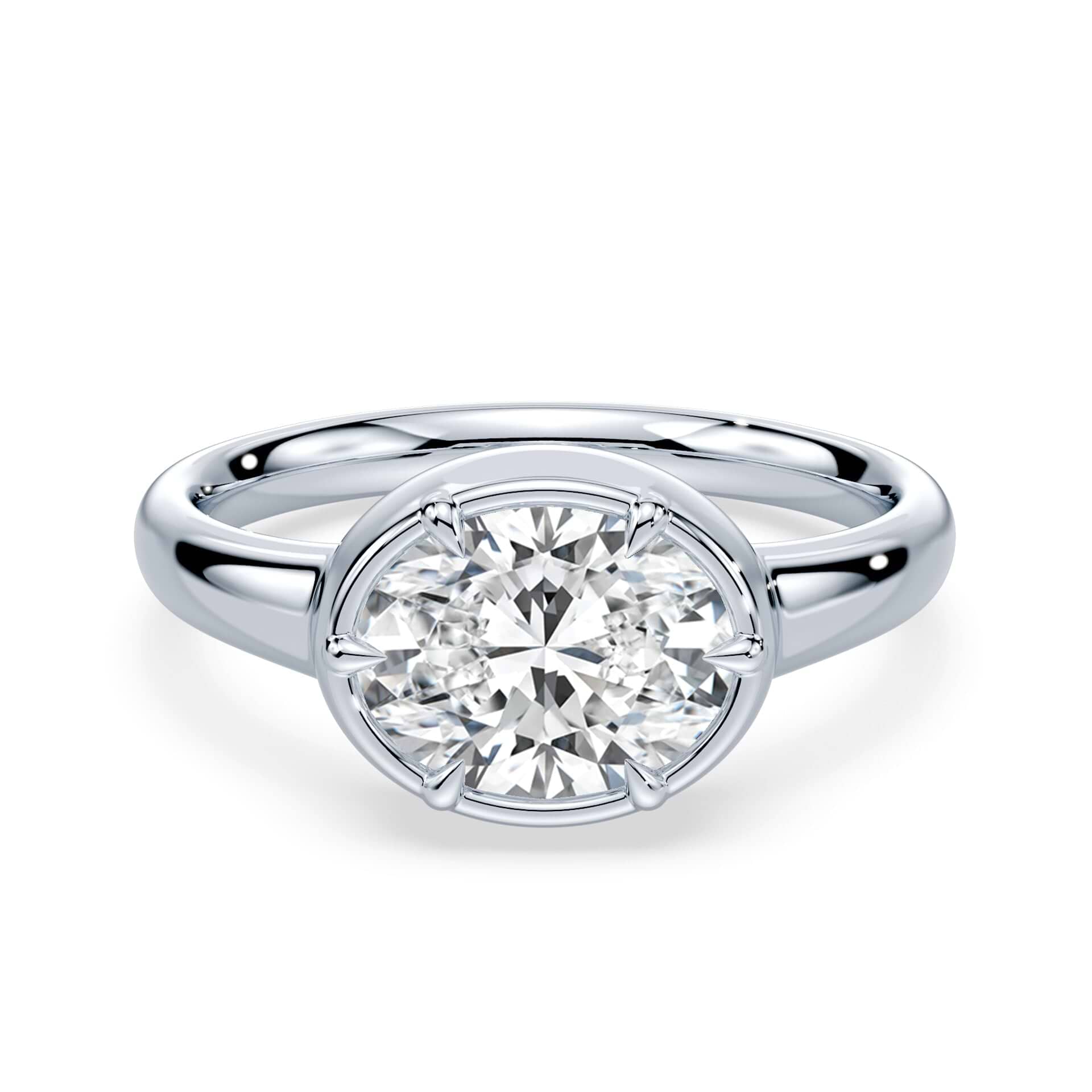 Win Back Ring Oval Cut East West Button Back Ring – Plum