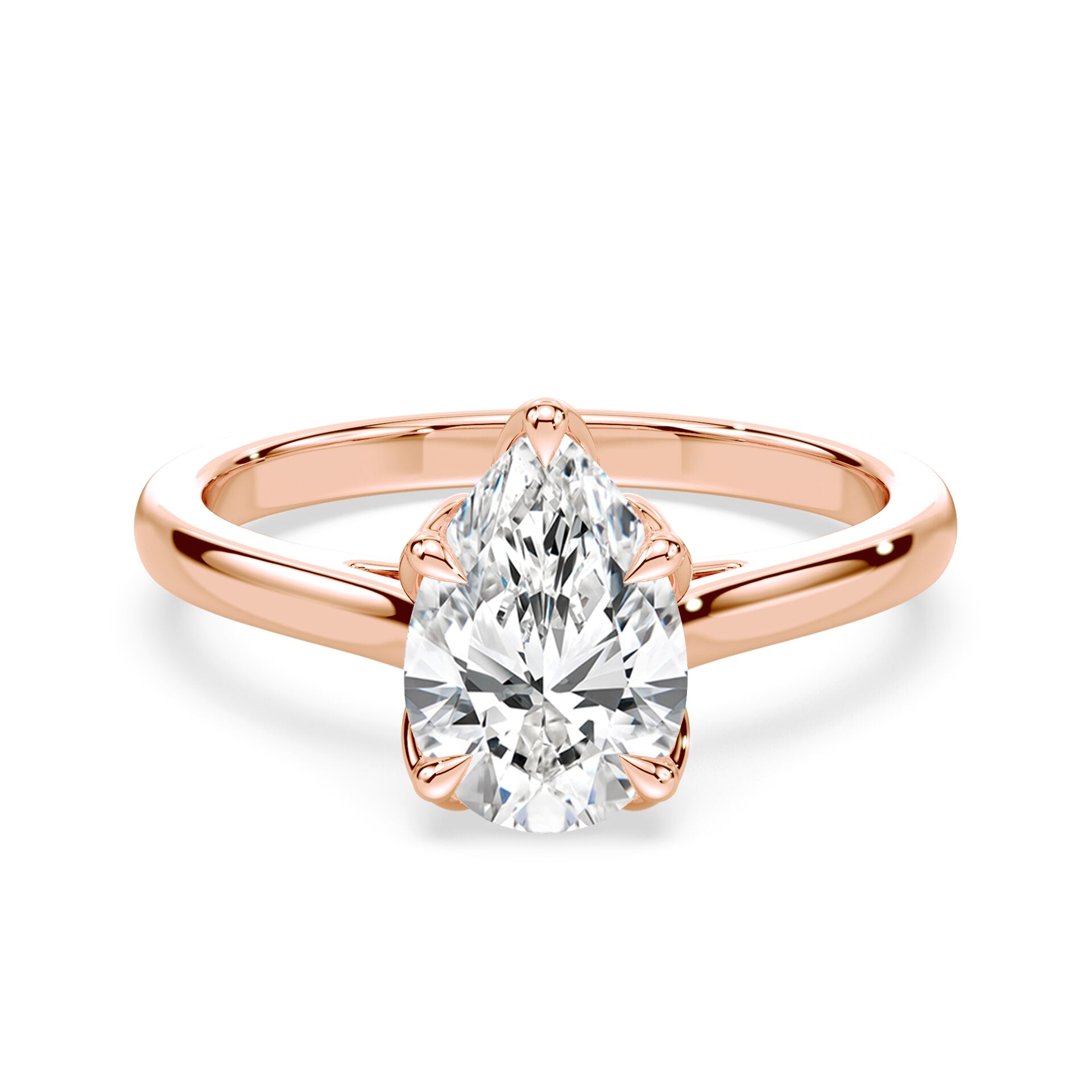 Rose Gold Pear Cut Engagement Rings | Plum Diamonds