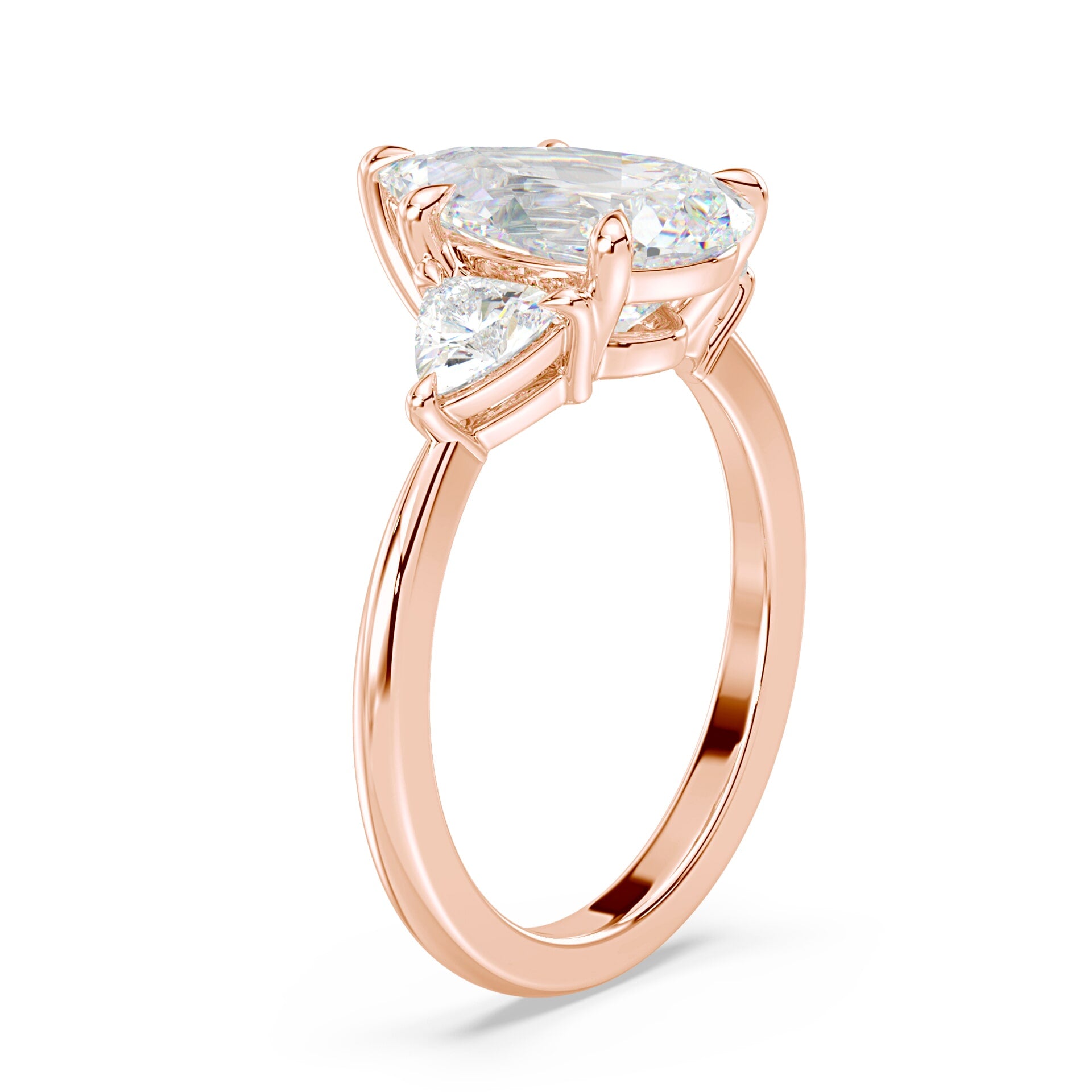 Three Stone Trillion Ring Plum