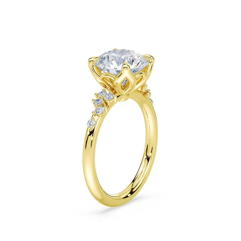 Round Cut 3.20ct Petals Cluster Ring