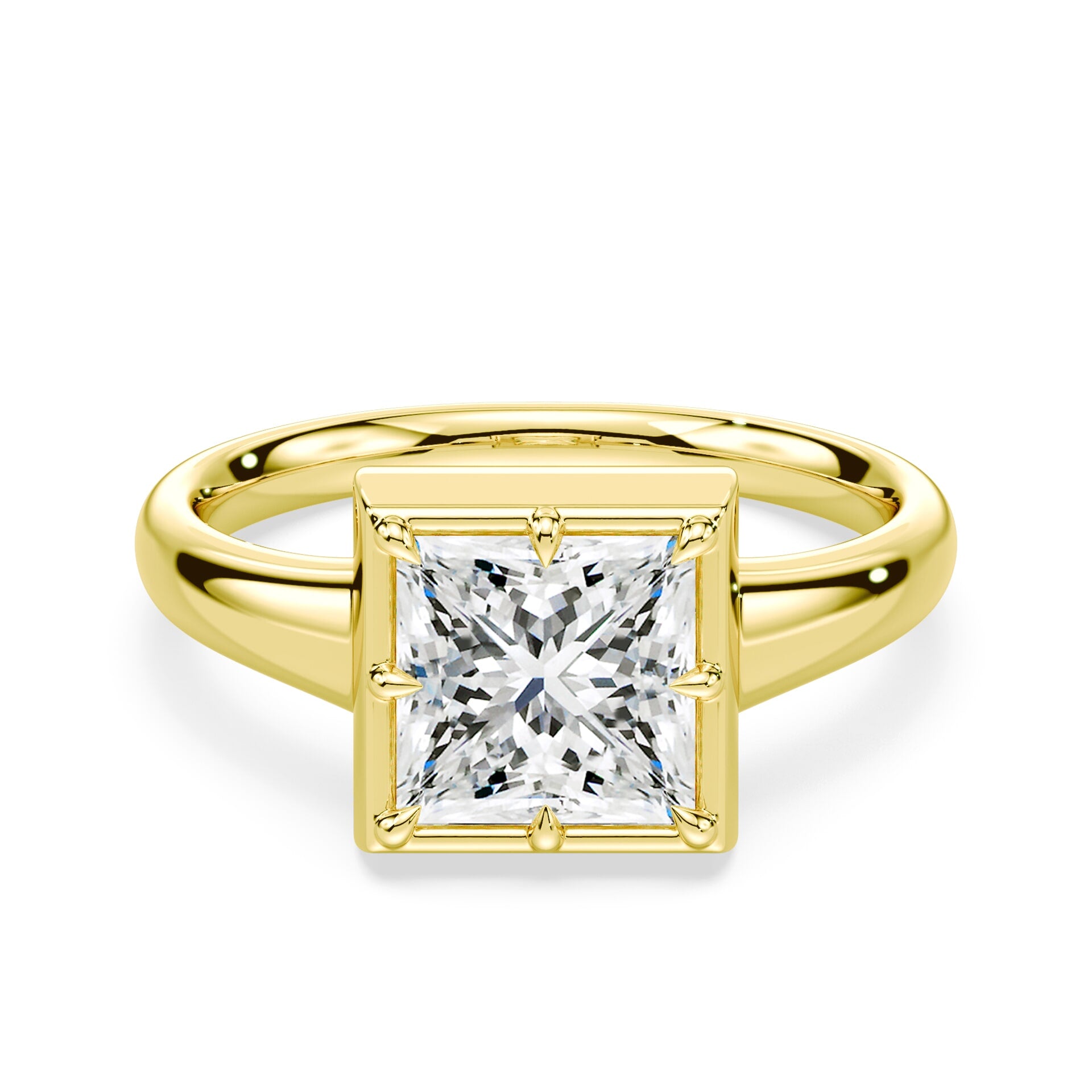 Princess Cut Button Back Ring – Plum