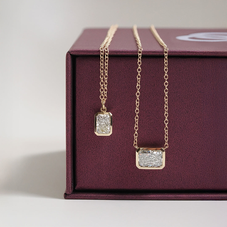1ct Radiant Cut Bezel Pendant