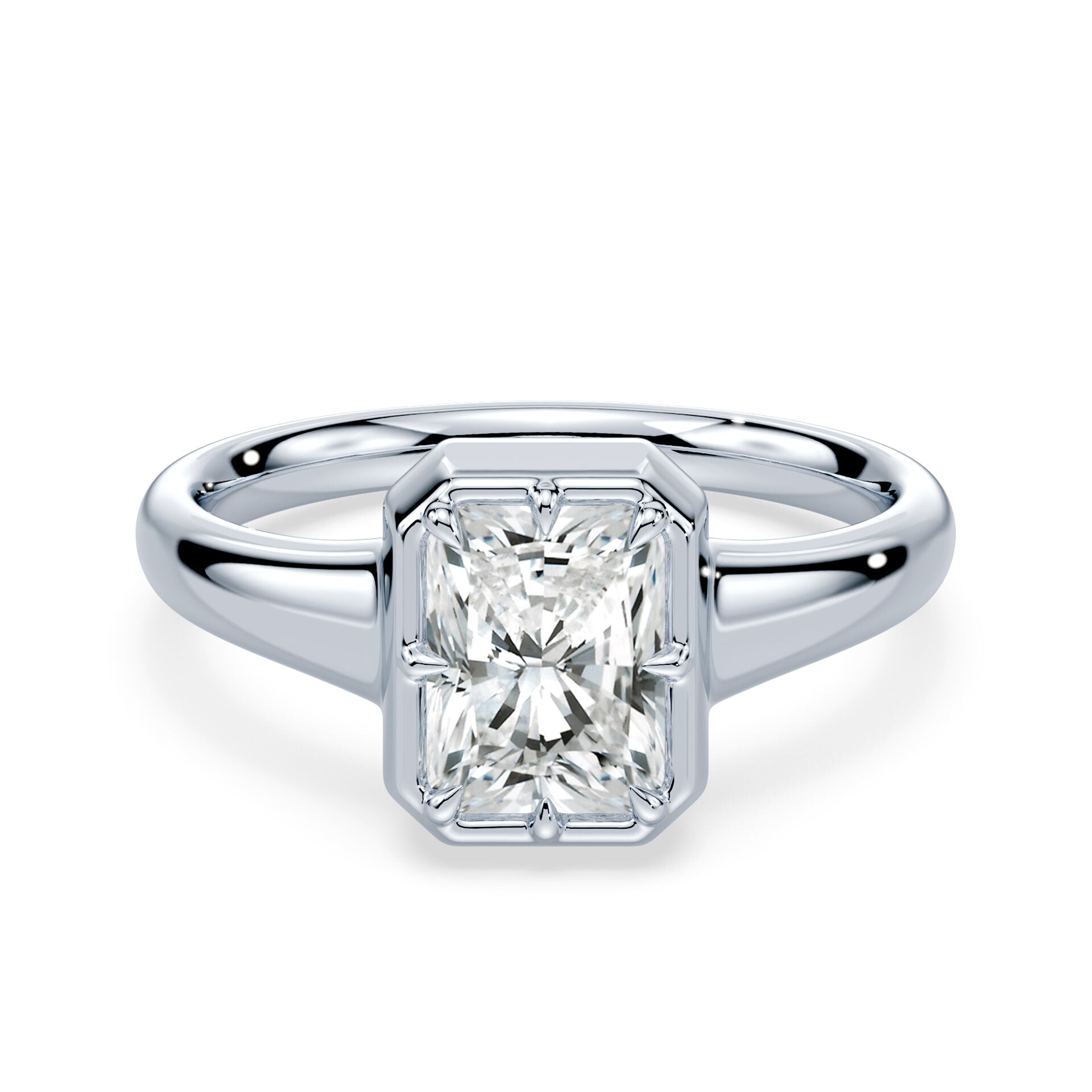 Radiant Cut Button Back Ring – Plum