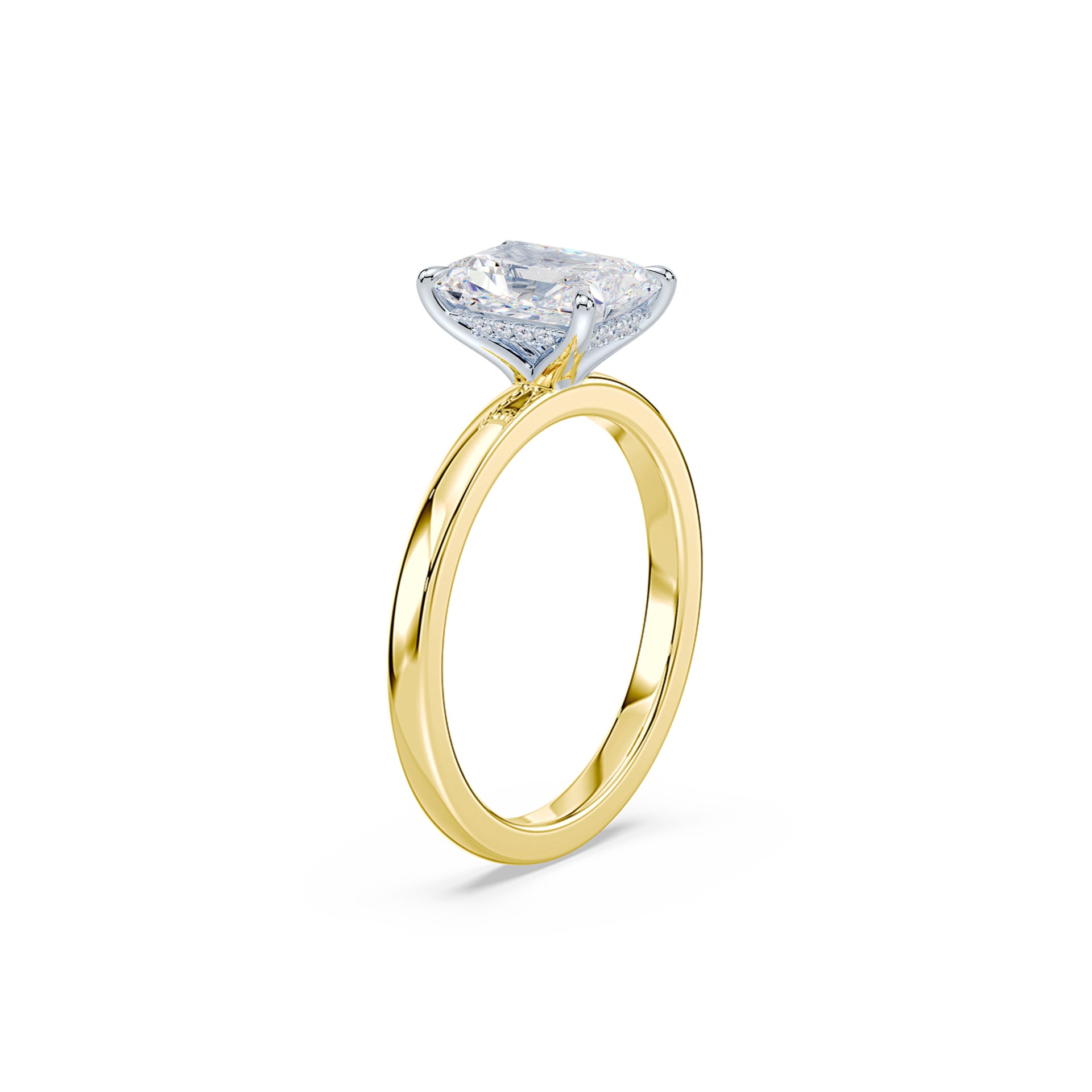 Radiant Cut 3.11ct Two Tone Diamond Ring