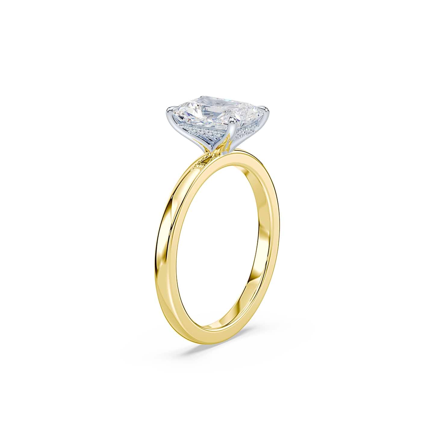 Radiant Cut 3.11ct Two Tone Diamond Ring