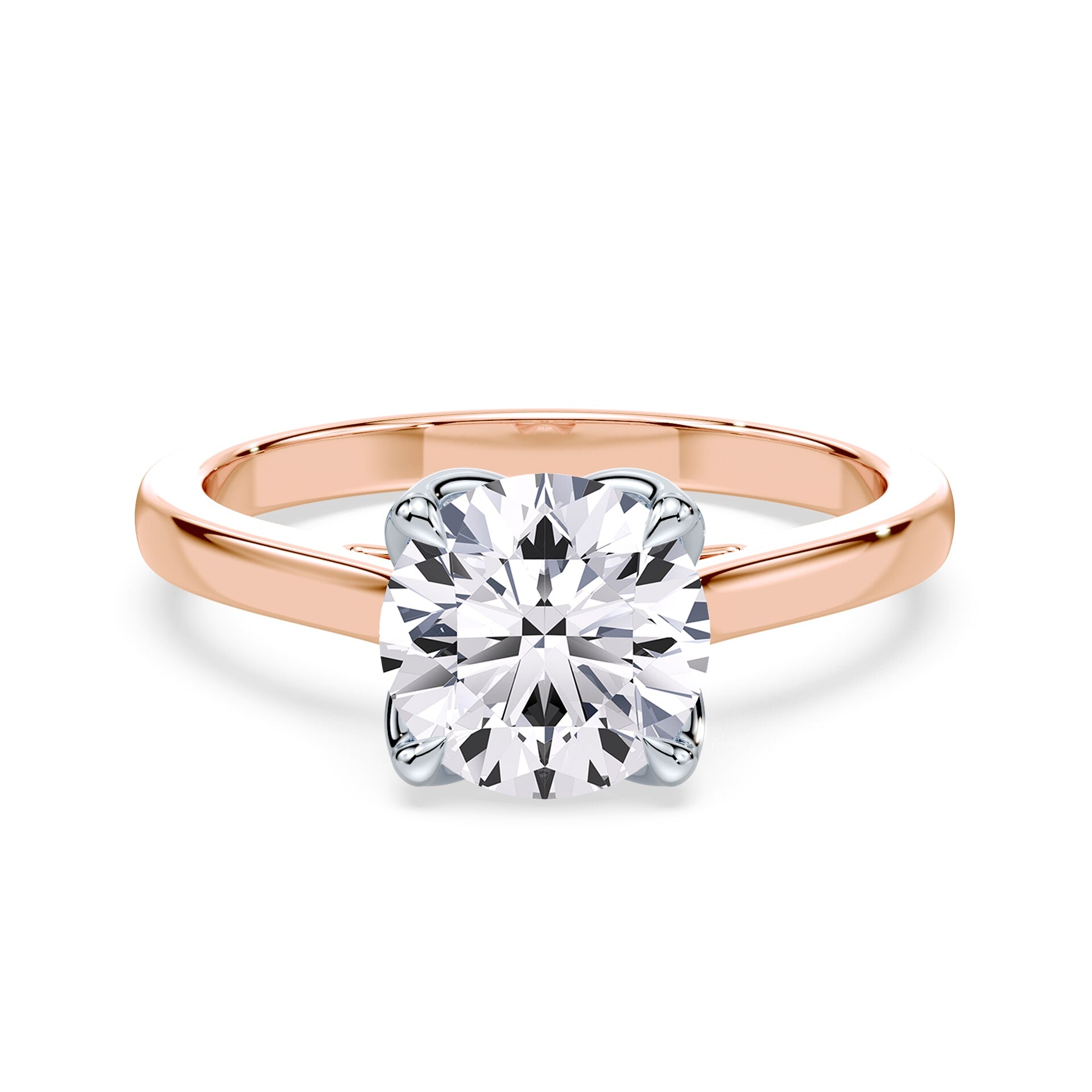 Round Cut Tulip Cathedral Ring | Plum Diamonds