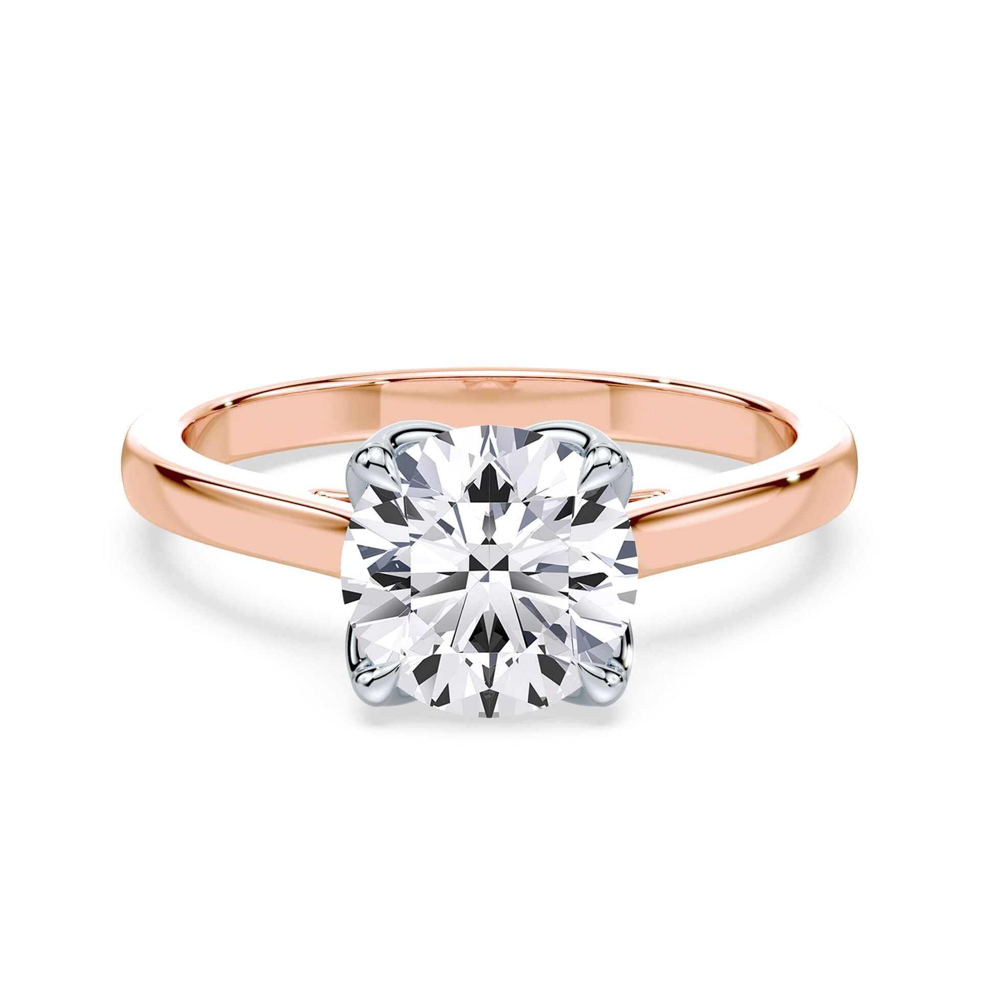 Ec Diamond Round Cut Tulip Cathedral Ring | Plum Diamonds