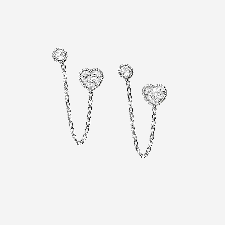 One-of-a-Kind Beaded Double Heart Stud Earrings