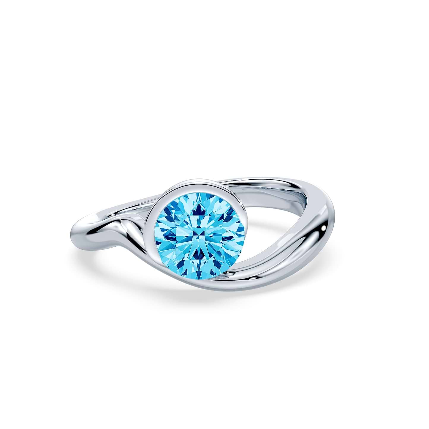 Blue Rbc Diamond Ready-to-Ship Blue Lab Diamond Wavecrest Ring | Plum Diamonds