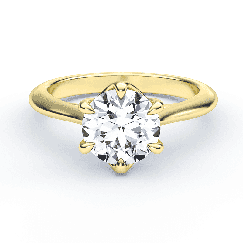 Yellow Gold Prong Round Engagement Ring Plum Diamonds