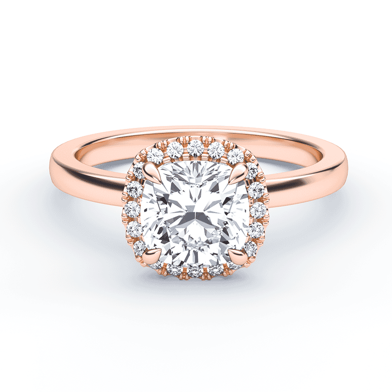 Cushion cut halo plain band deals