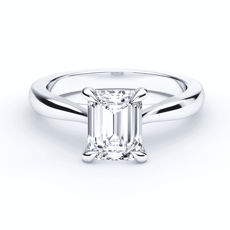 emerald cut dress ring 14K White Gold Bezel Set Emerald Cut Diamond Engagement Ring