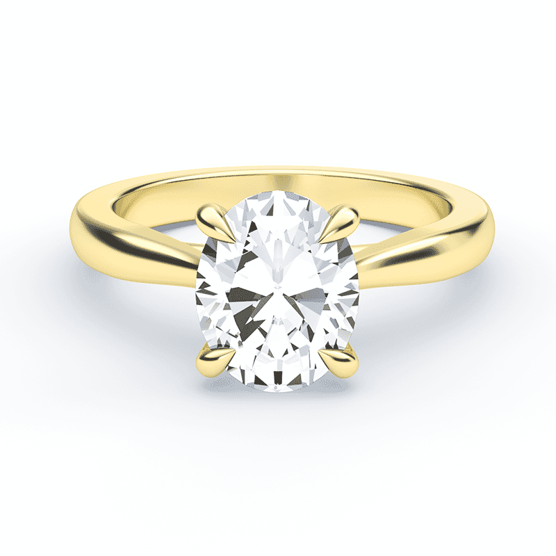 Cathedral Yellow Gold Oval Diamond Ring Plum Diamonds