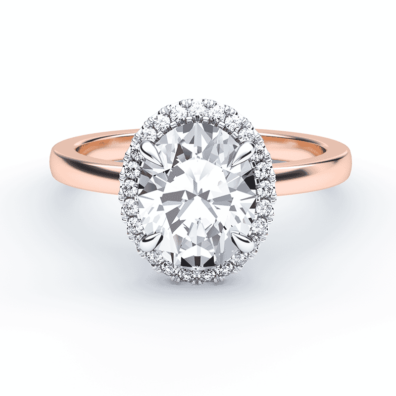 Oval halo plain band online