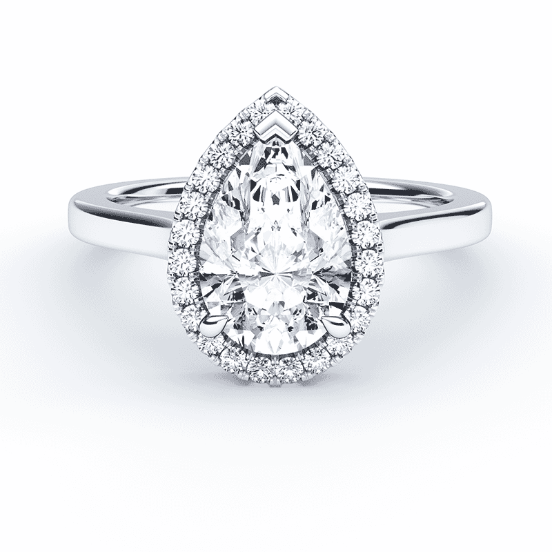 Platinum Pear Halo Engagement Ring Plum Diamonds