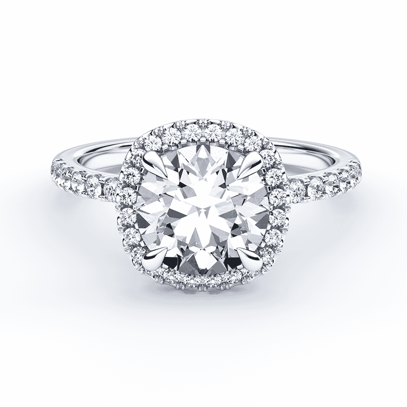 Square halo round diamond engagement ring clearance