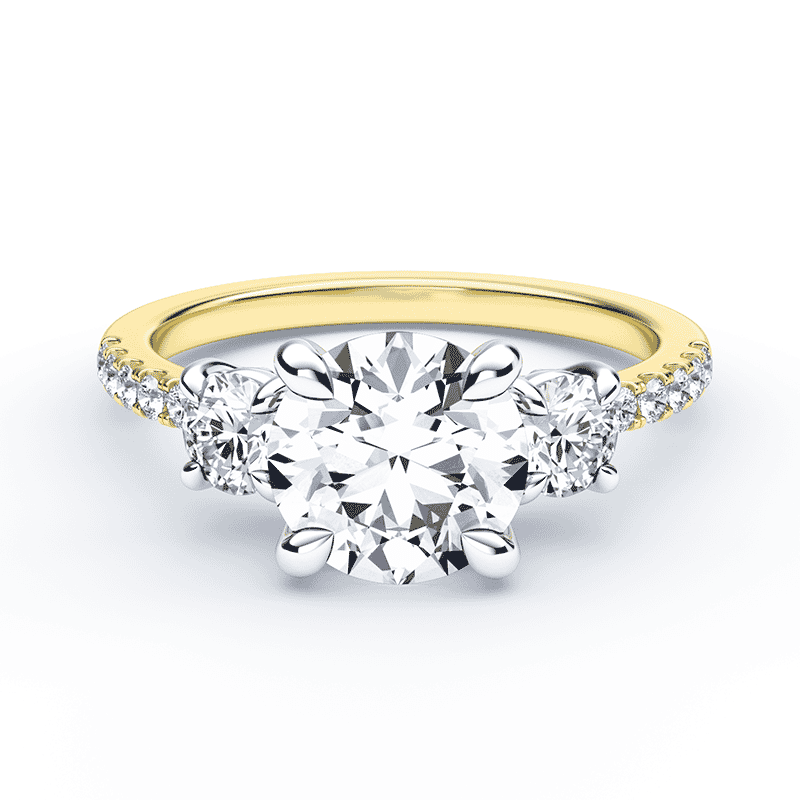 Two tone three stone diamond ring online