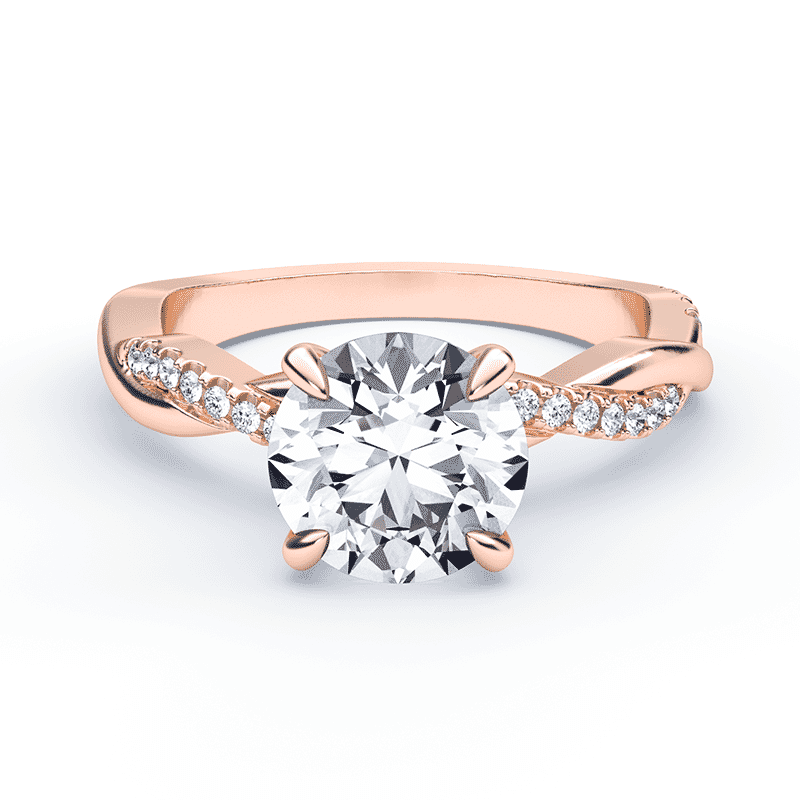 Hidden Halo Rose Gold Twisted Band Engagement Ring Plum