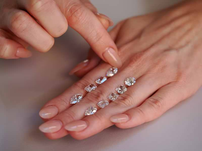 Different Diamond Cuts On Hand