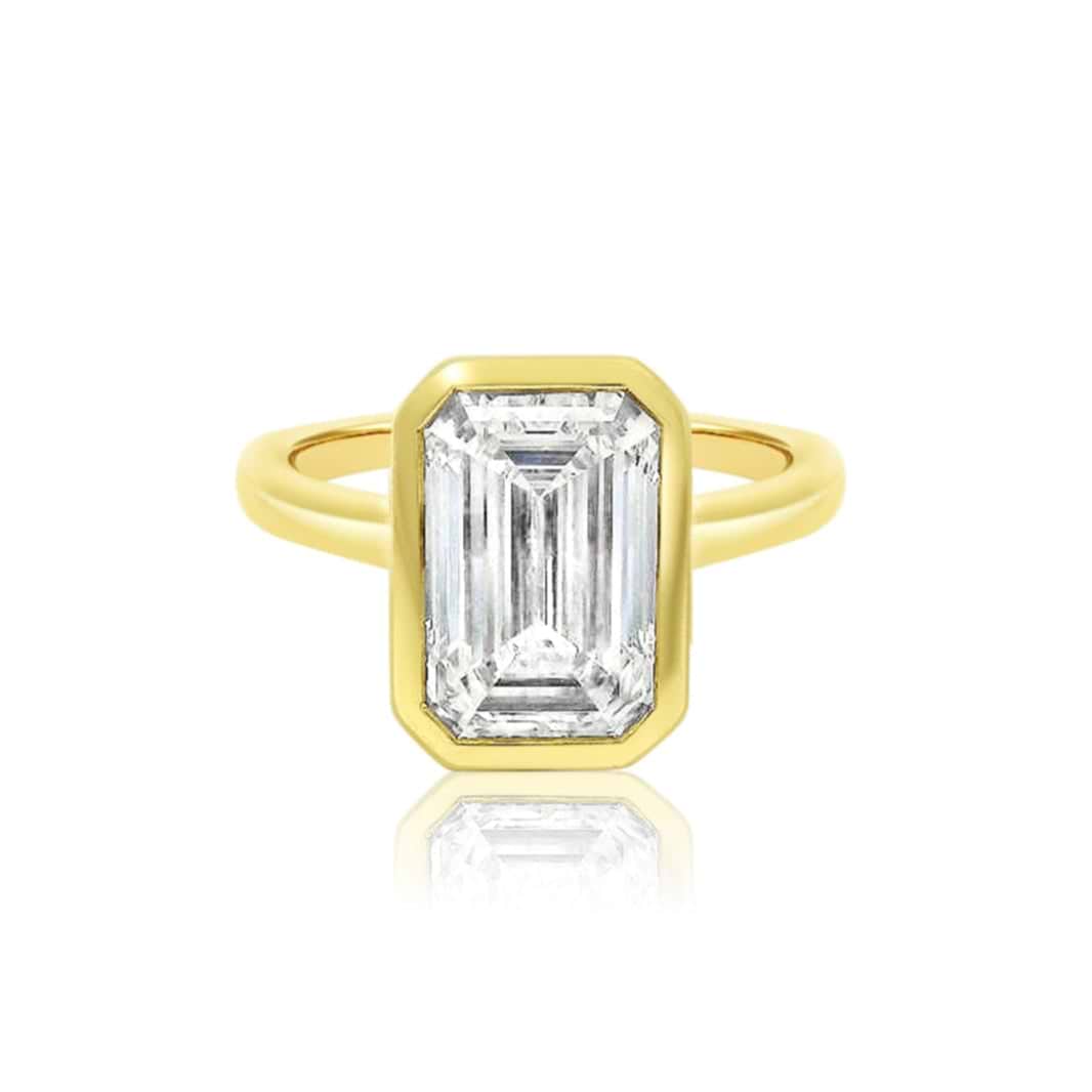 Emerald Cut 3.24ct Cathedral Bezel Ring