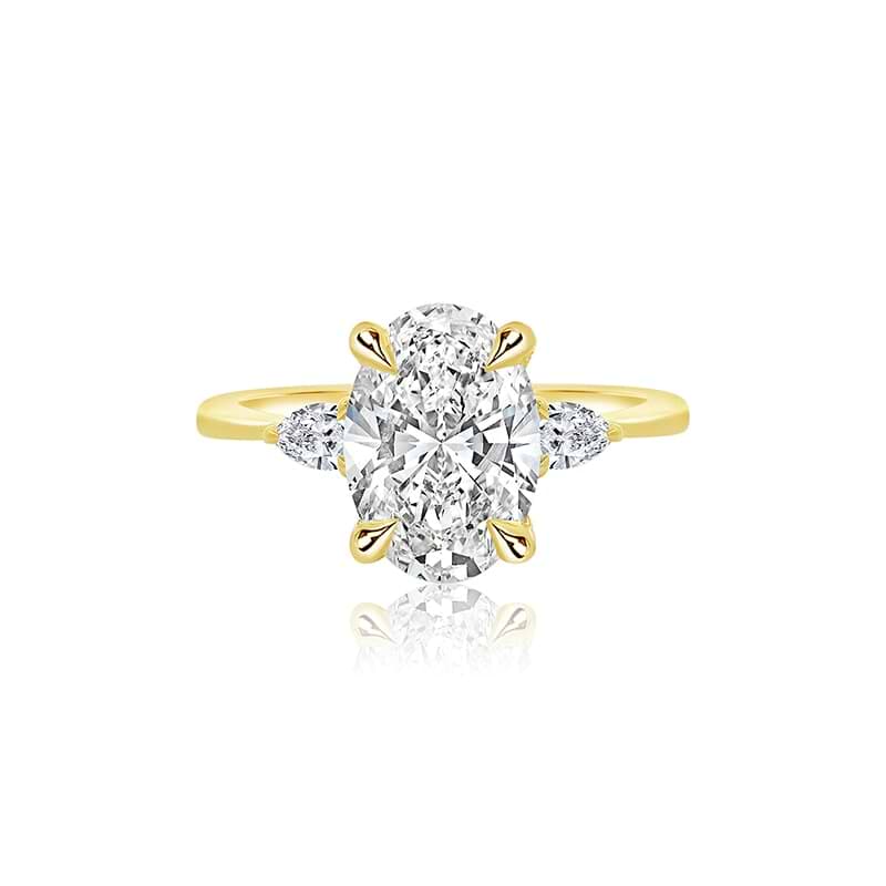 Oval 2.13ct F VS1 IGI Lab Diamond 3 Stone Ring