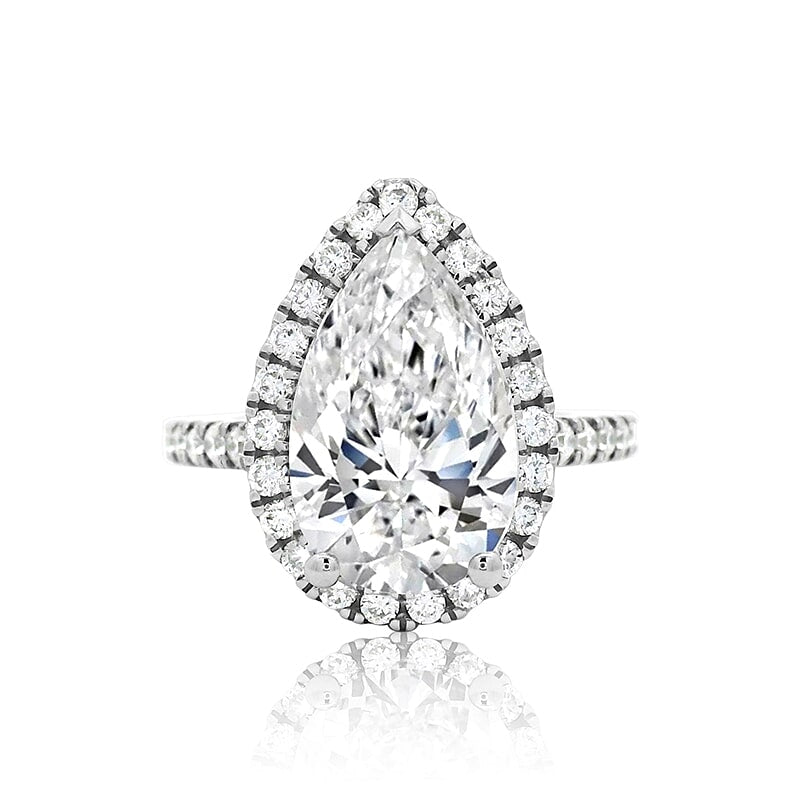 Pear 3.32ct FVVS2 IGI Lab Diamond Halo Ring