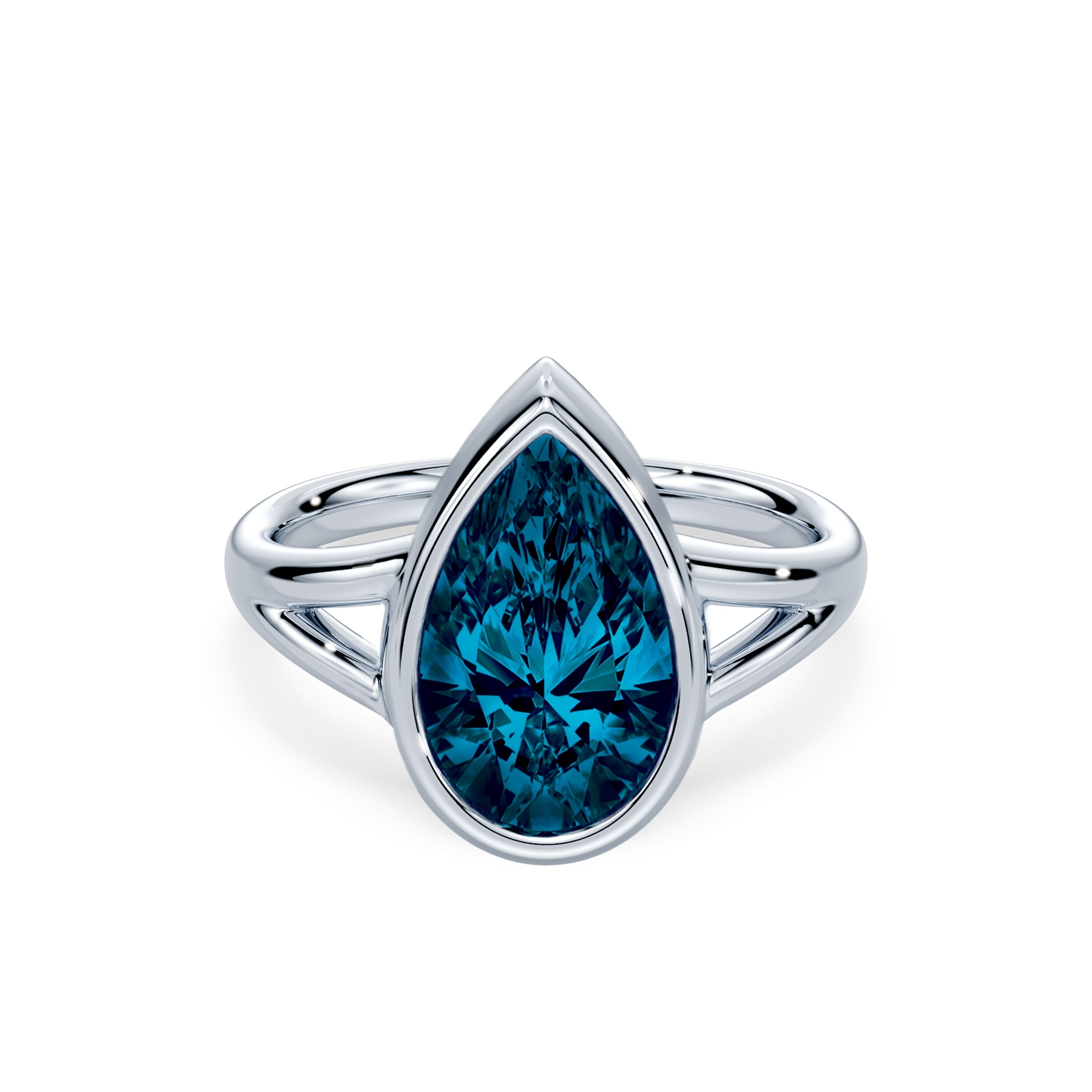 Blue Pear 4ct Lab Diamond Ring