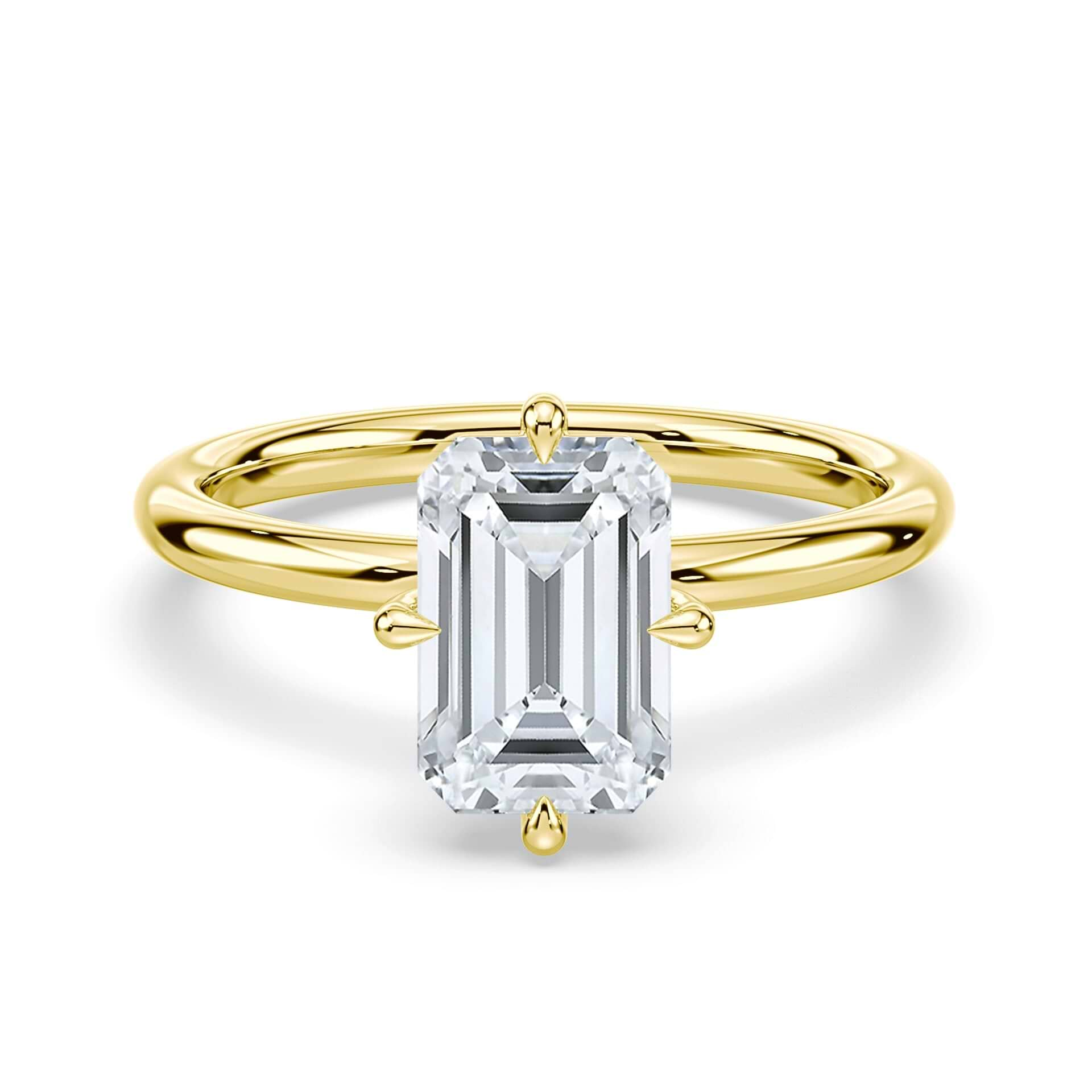 Emerald Cut Compass Prong Ring