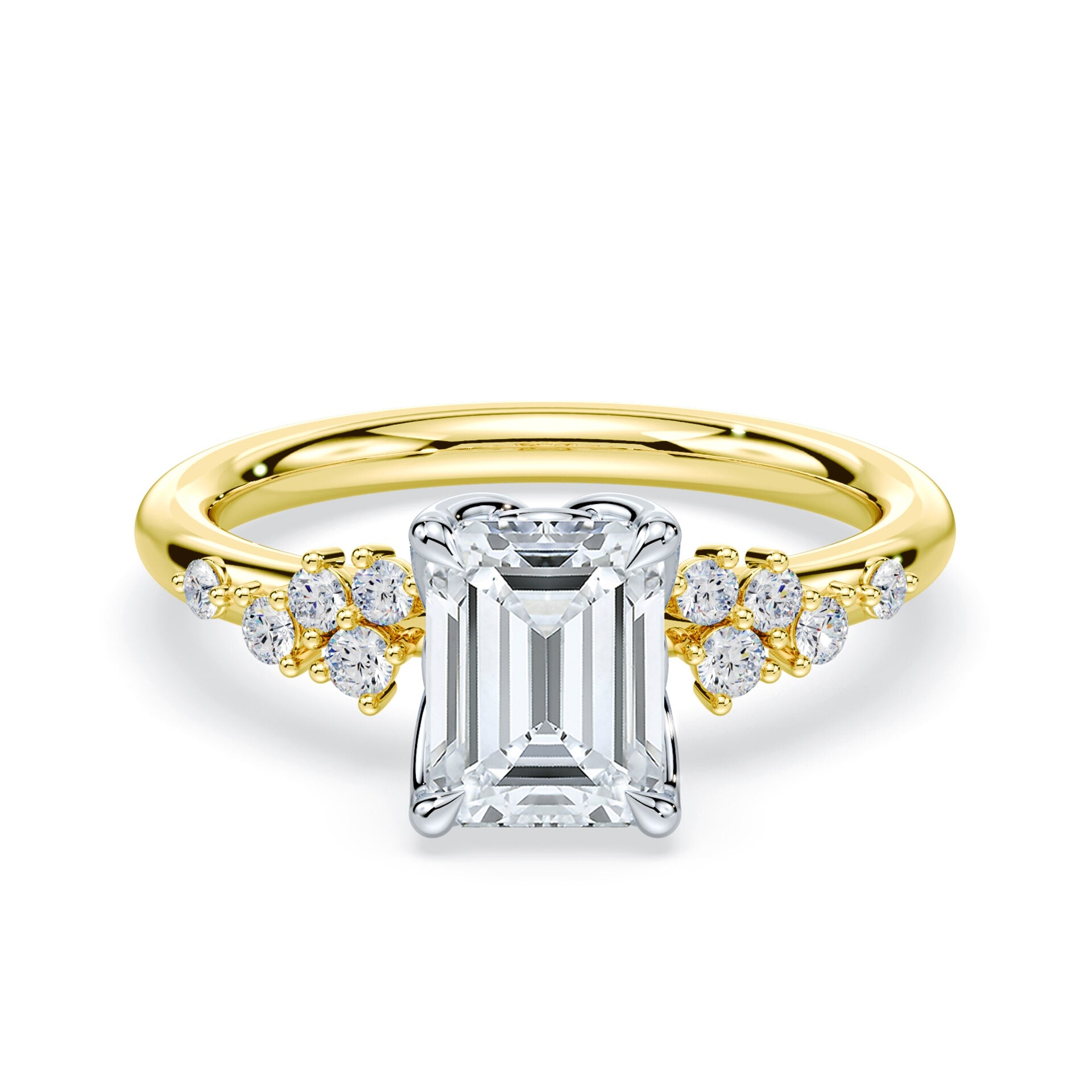 Emerald Cut Petals Cluster Ring