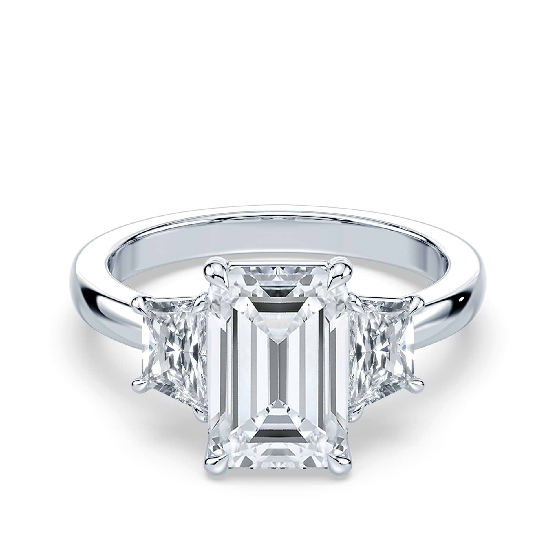 Emerald Cut Trapezoid Three Stone