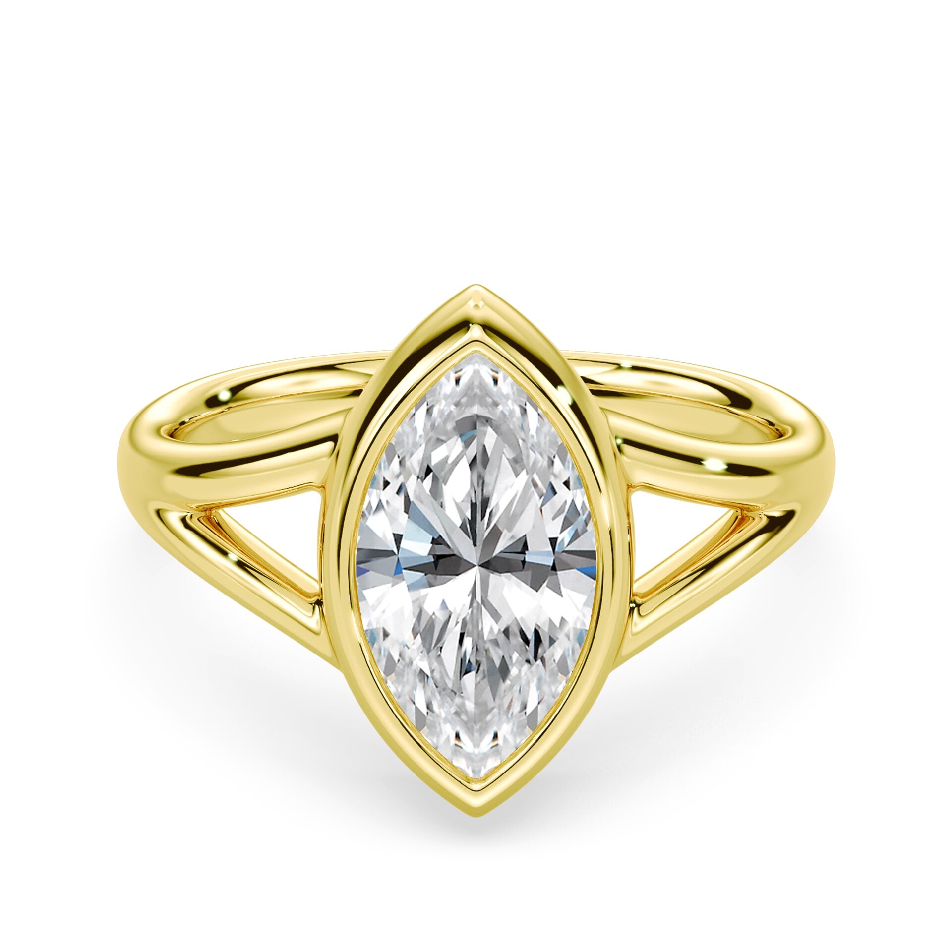 Marquise Cut Split Shank Bezel Ring