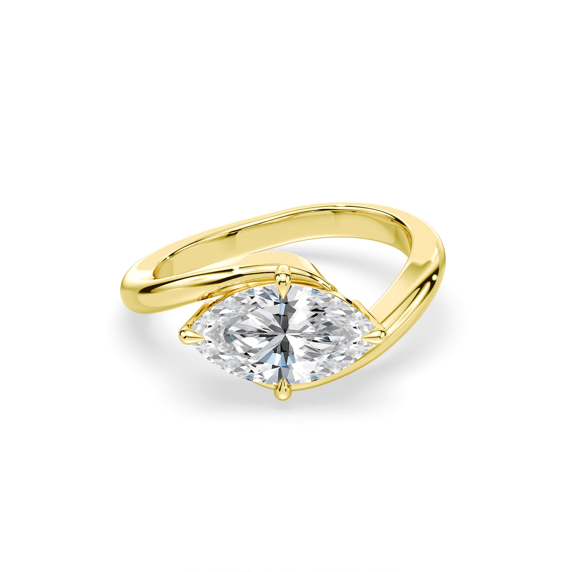 Marquise Cut 1.14ct Wave Bypass Ring