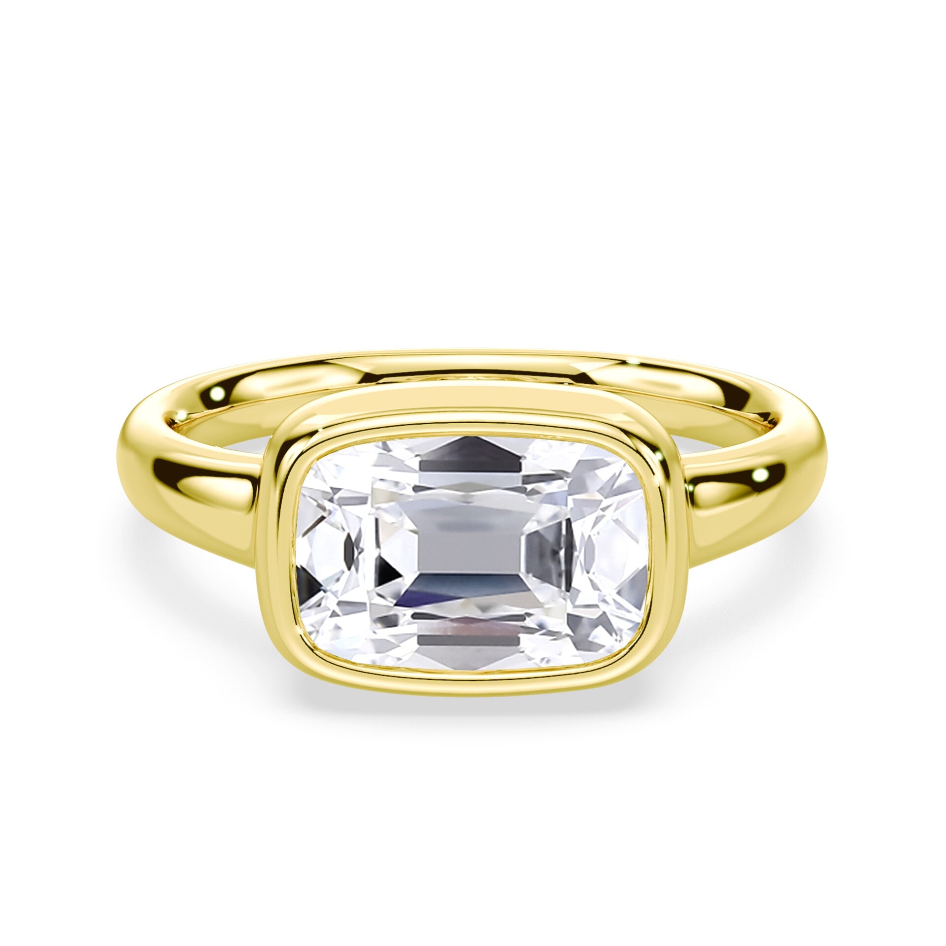 Old Mine Cut Bezel Ring Yellow Gold
