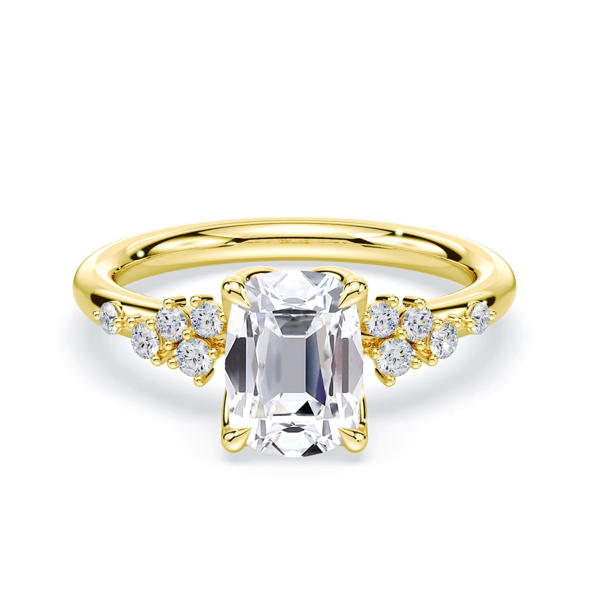 Old Mine Cut Petals Cluster Ring