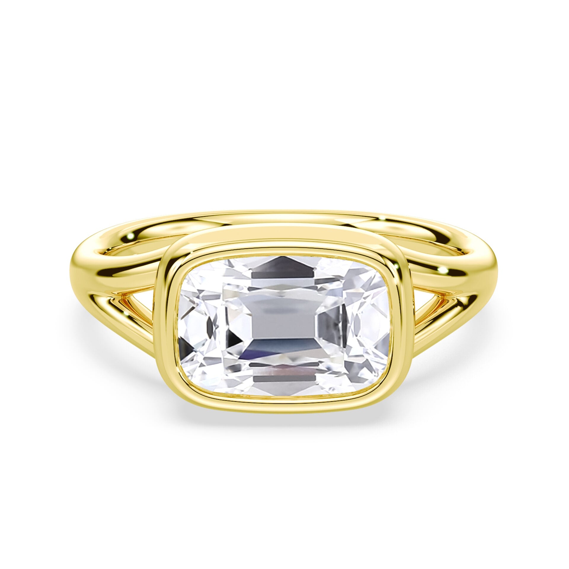 Old Mine Cut Bezel Ring Yellow Gold