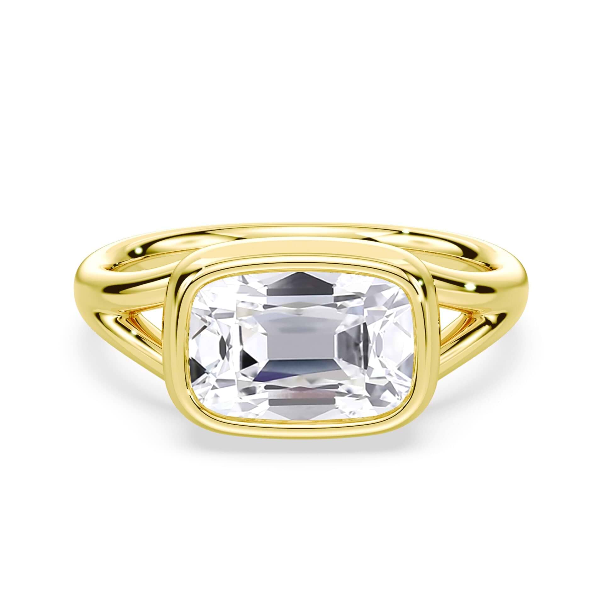 Old Mine Cut East-West Bezel Ring Yellow Gold