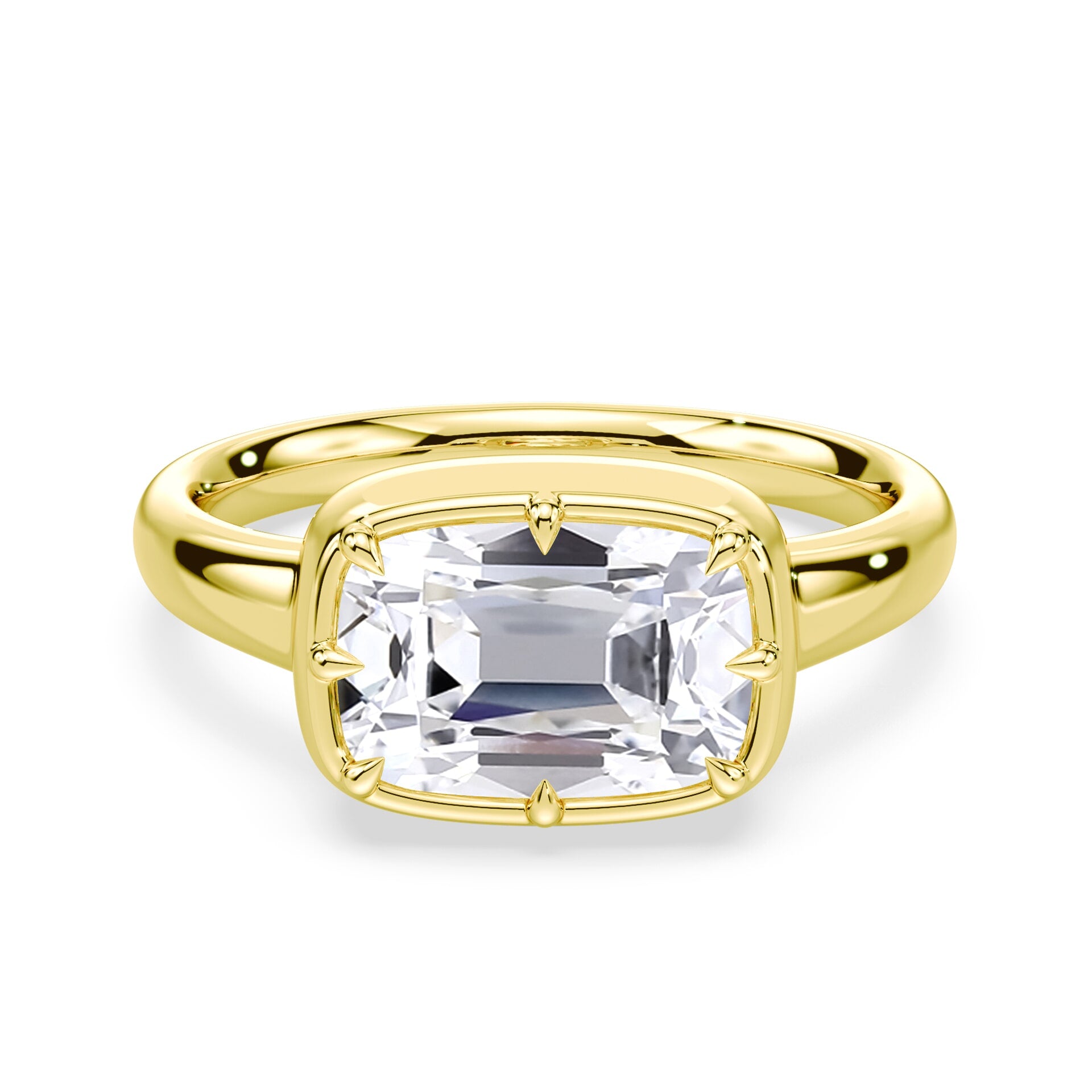 Old Mine Cut East-West Button Back Ring