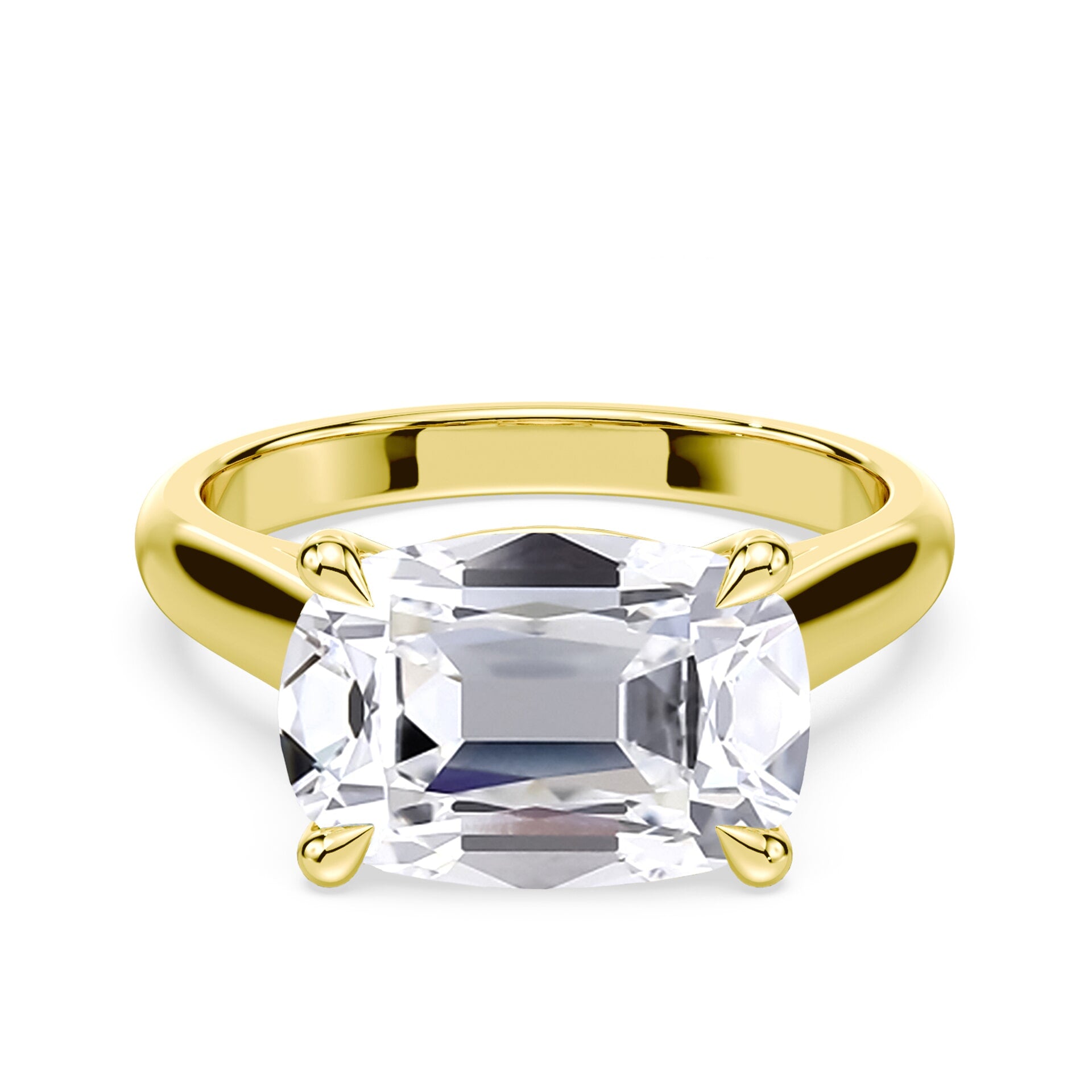 East-West Old Mine Cut Cathedral Ring