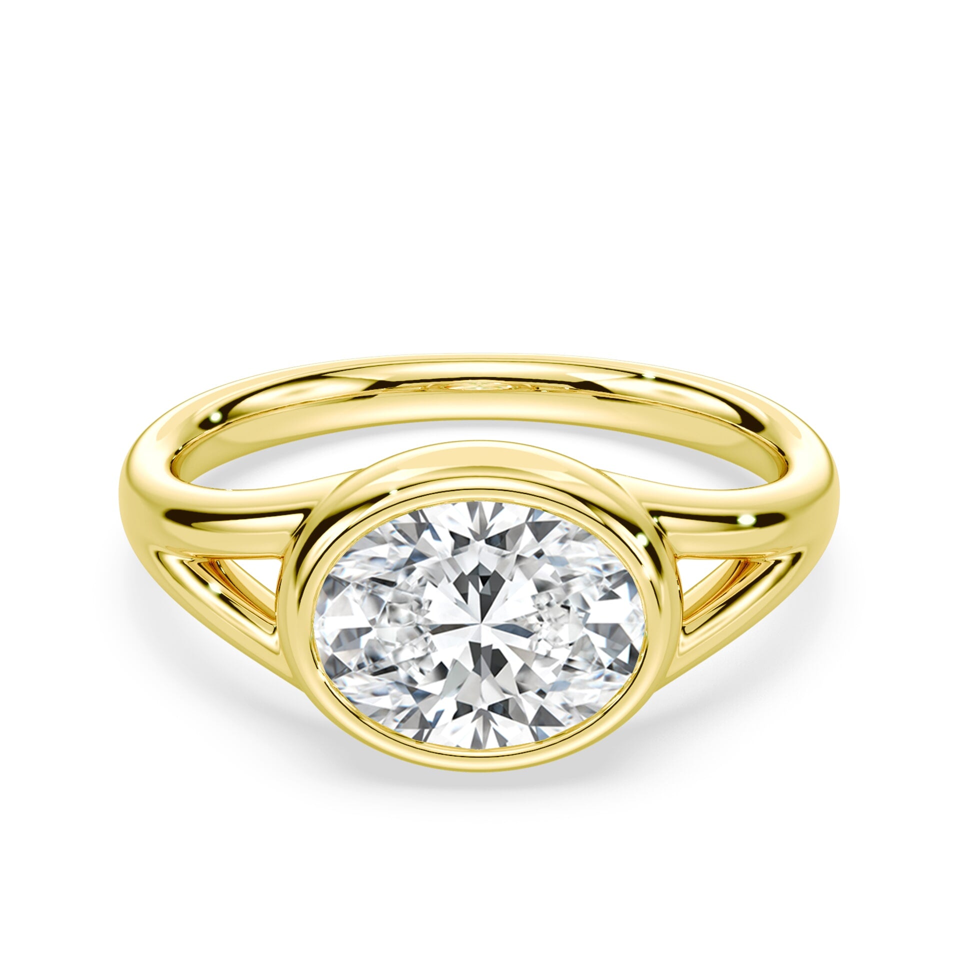 Oval East-West Split Shank Bezel Ring