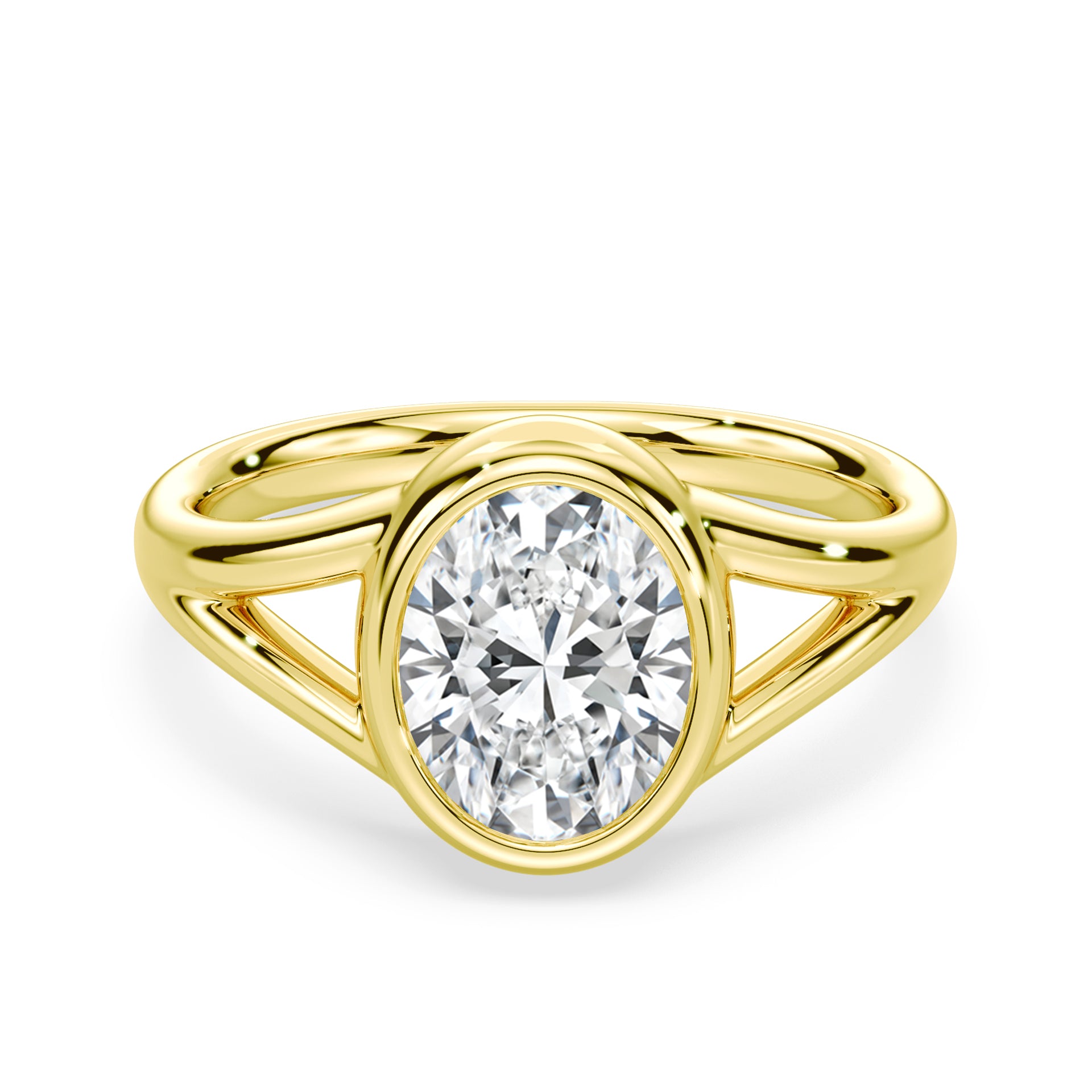 Oval Split Shank Bezel Engagement Ring