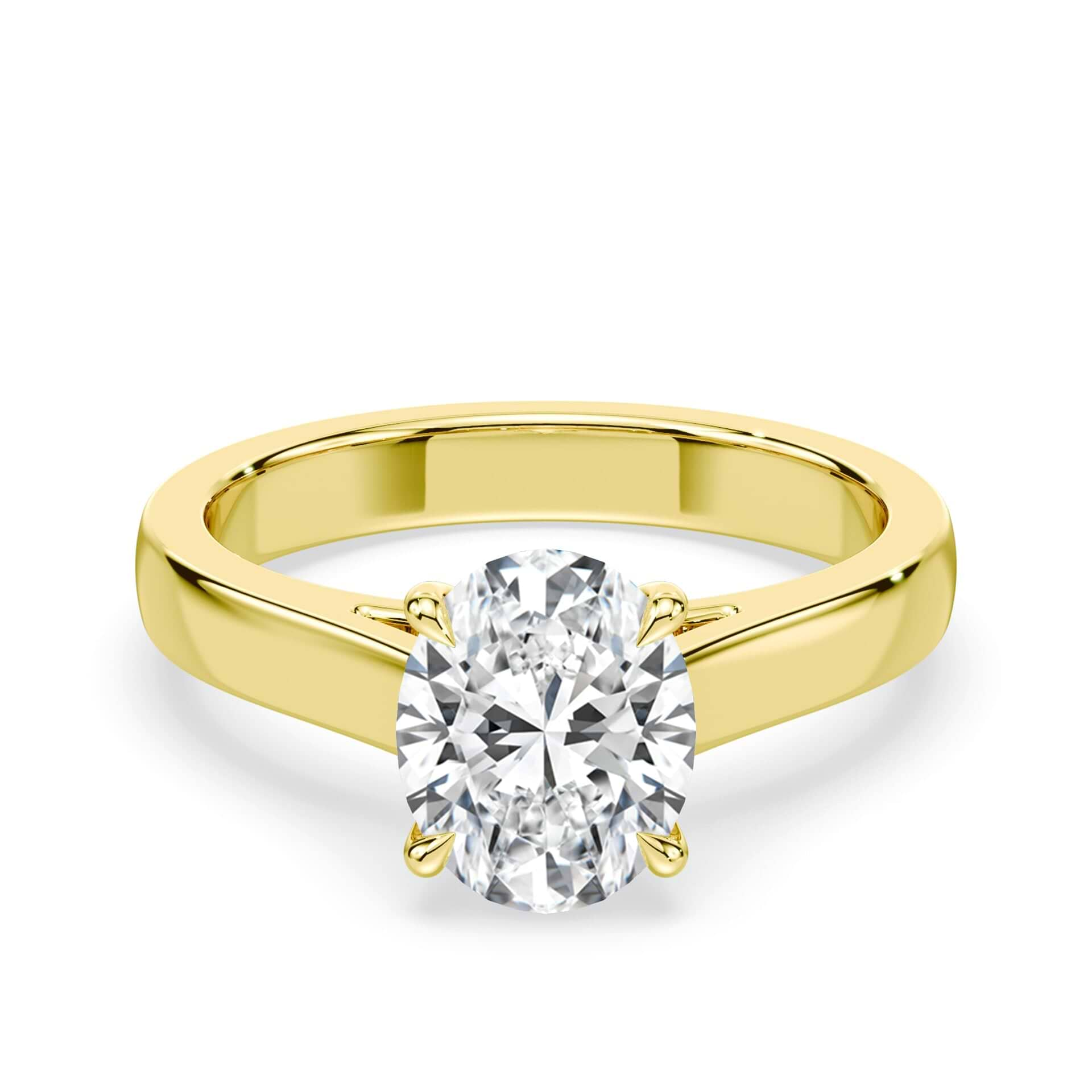 Oval Wide Cathedral Yellow Gold Ring