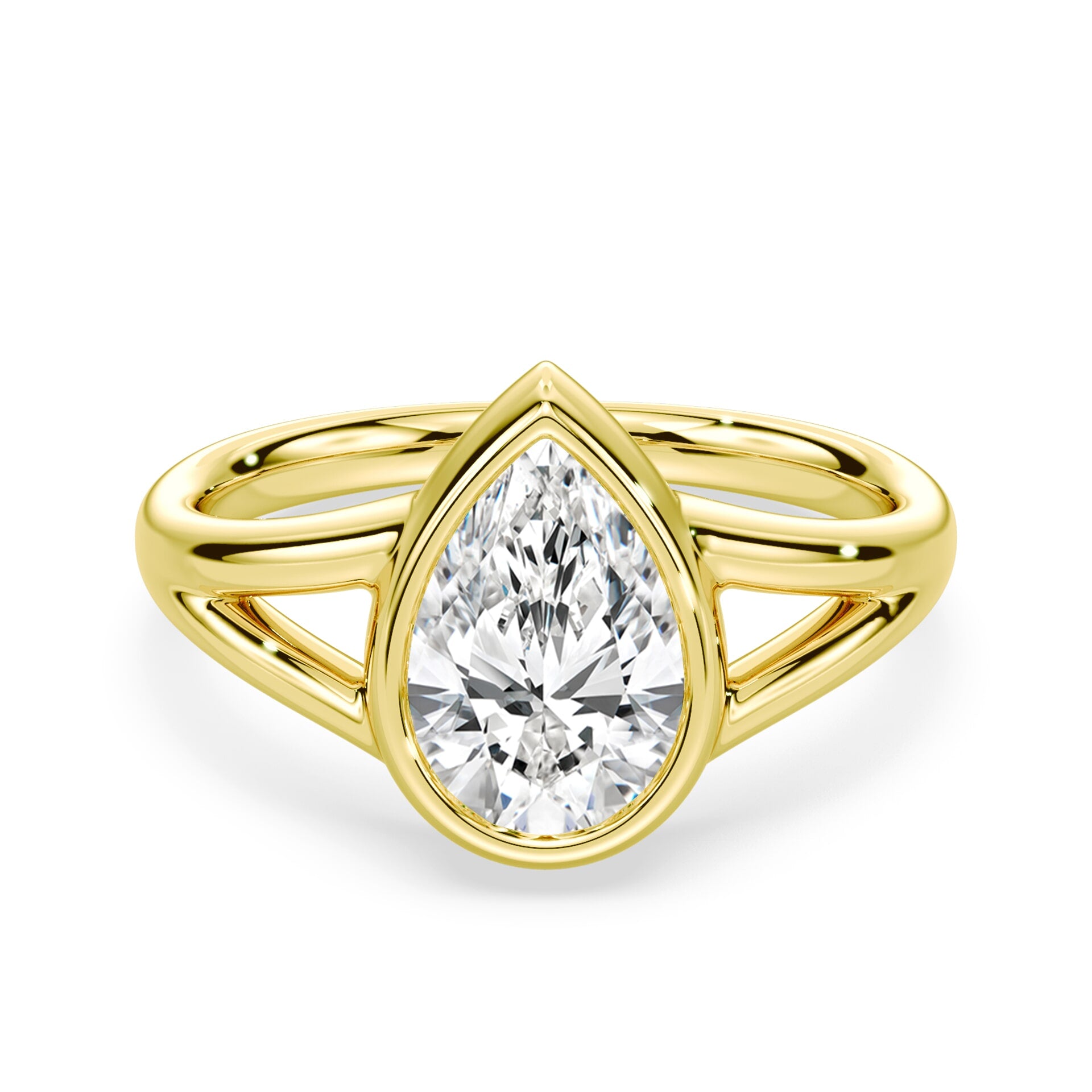 Pear Shaped Split Shank Bezel Ring
