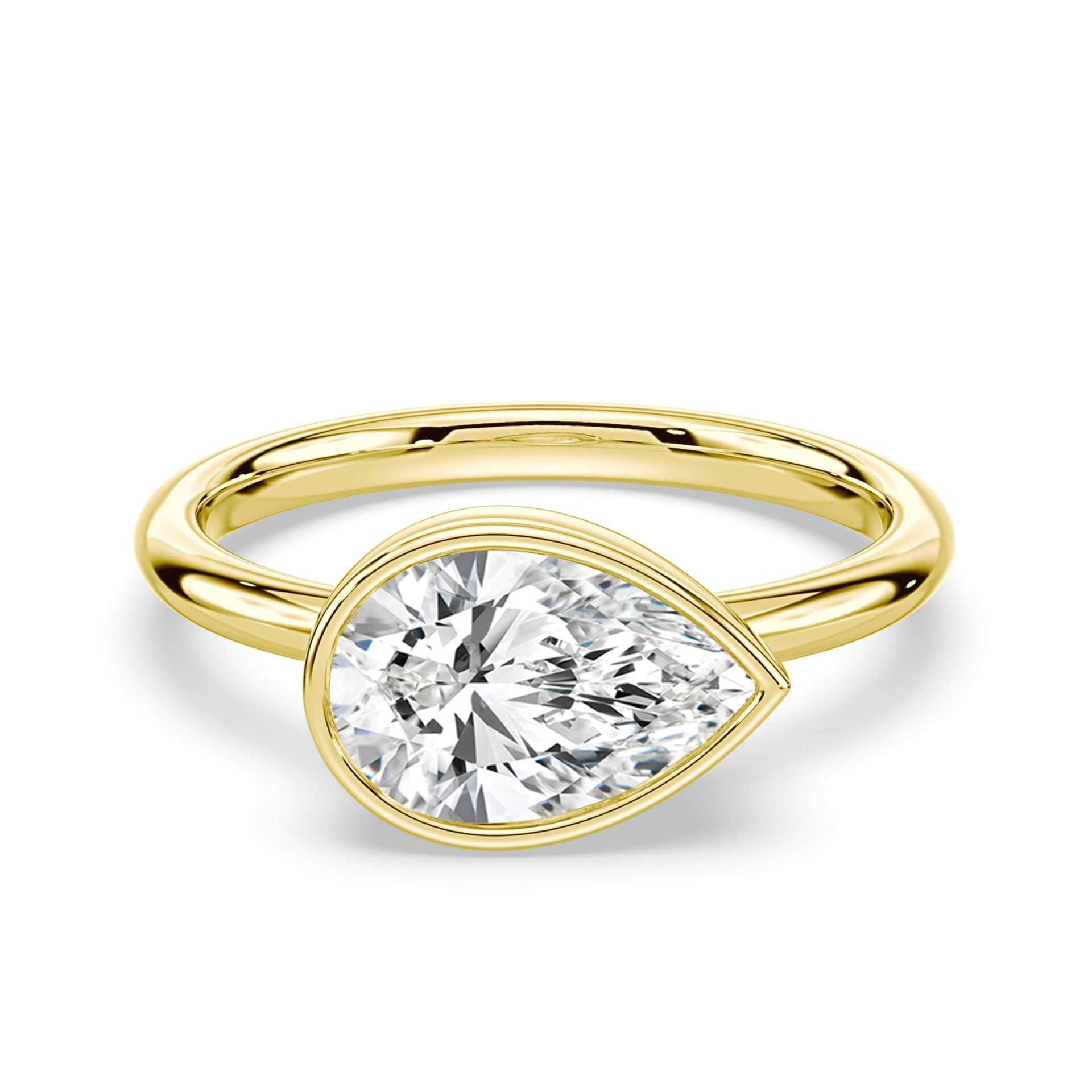 Pear Cut East-West Bezel Ring