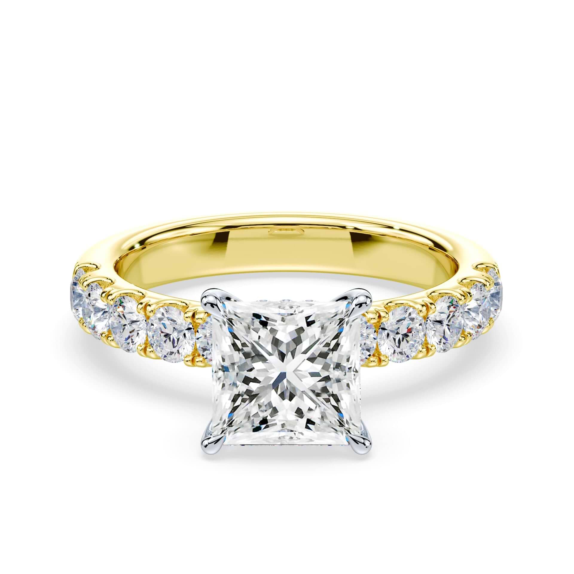 Princess Hidden Halo Wide Pave Ring