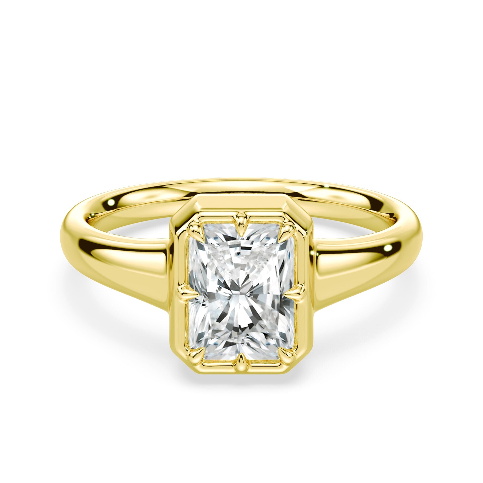 Radiant Cut Button Back Ring