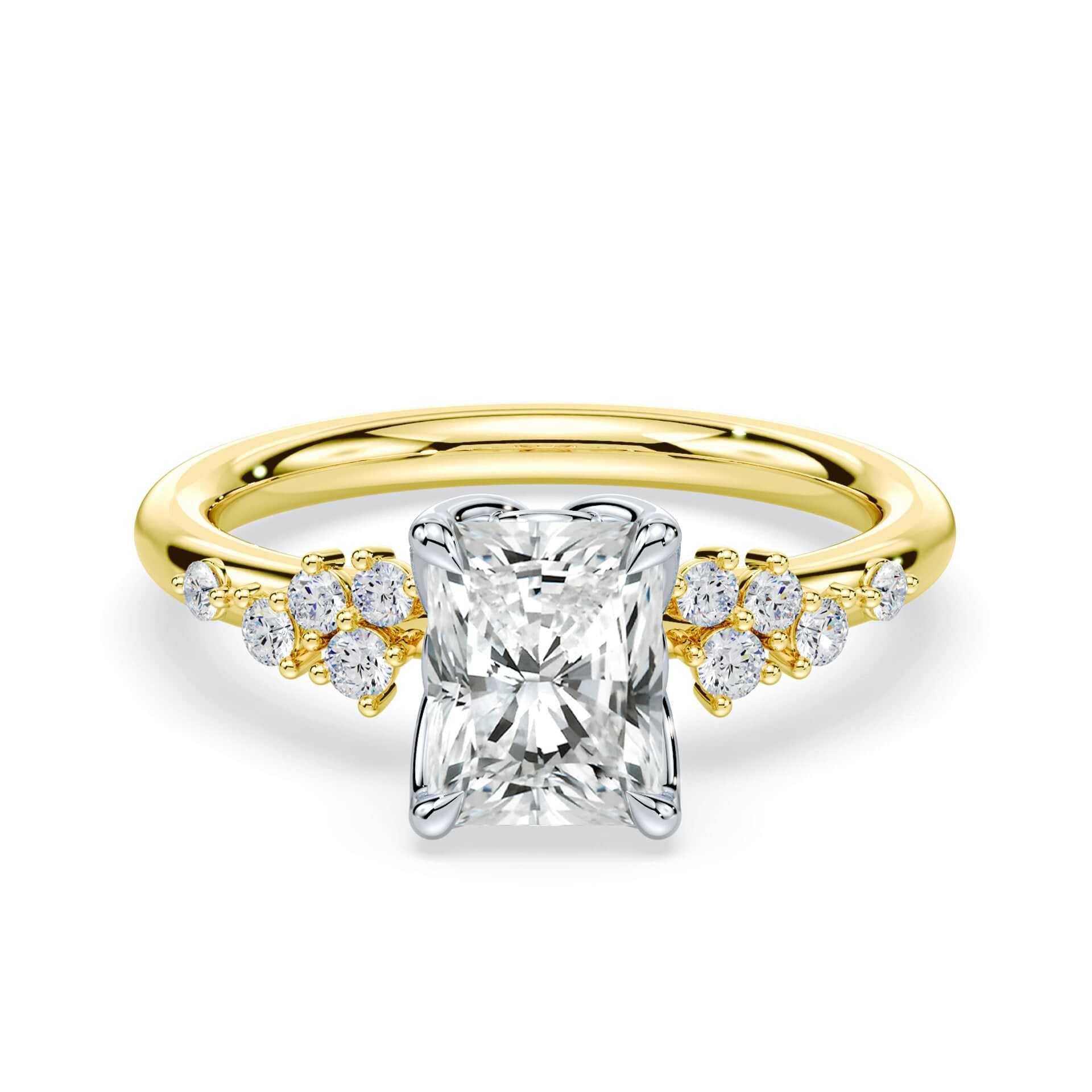 Radiant Cut Petals Cluster Ring