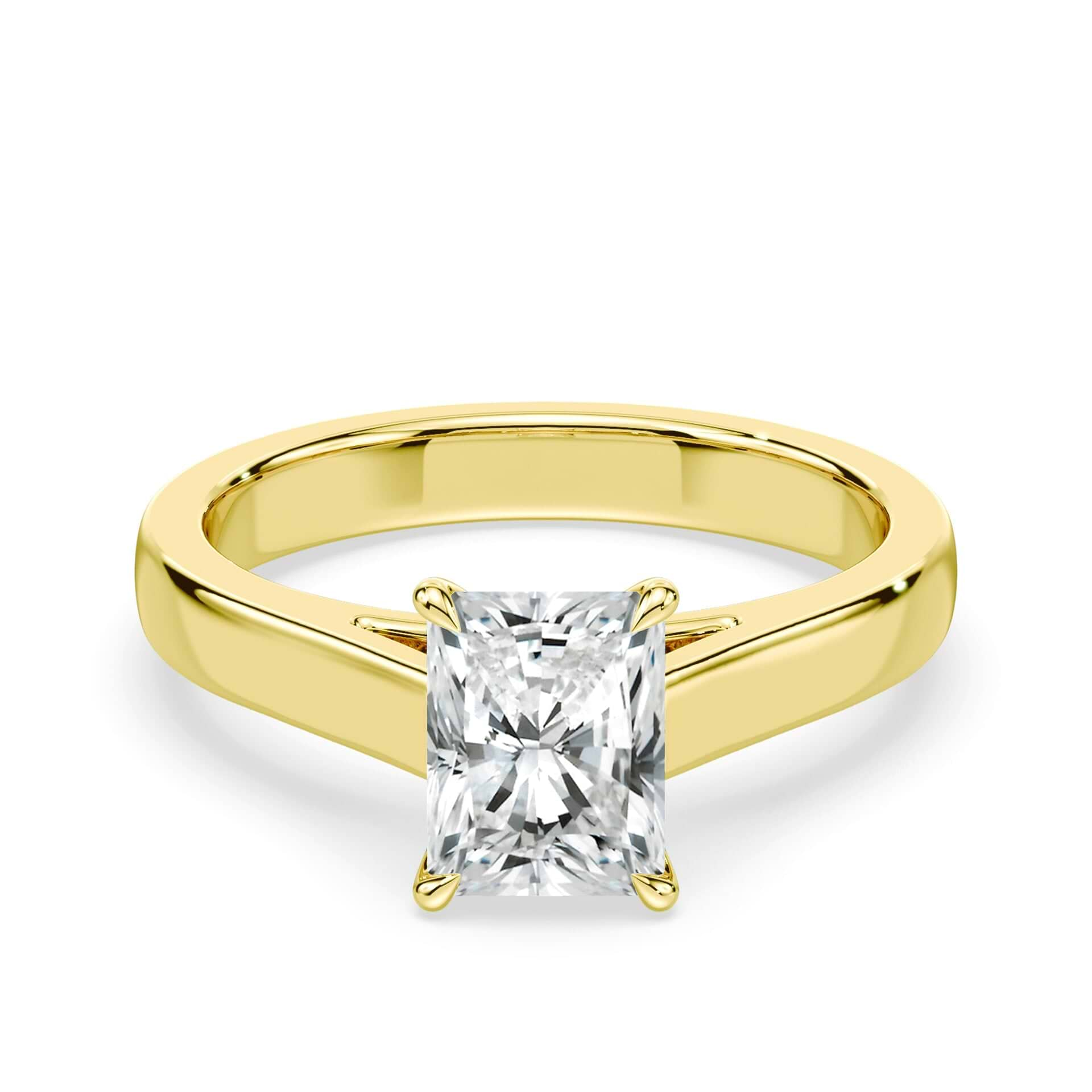 Radiant Cut Wide Cathedral Yellow Gold Ring