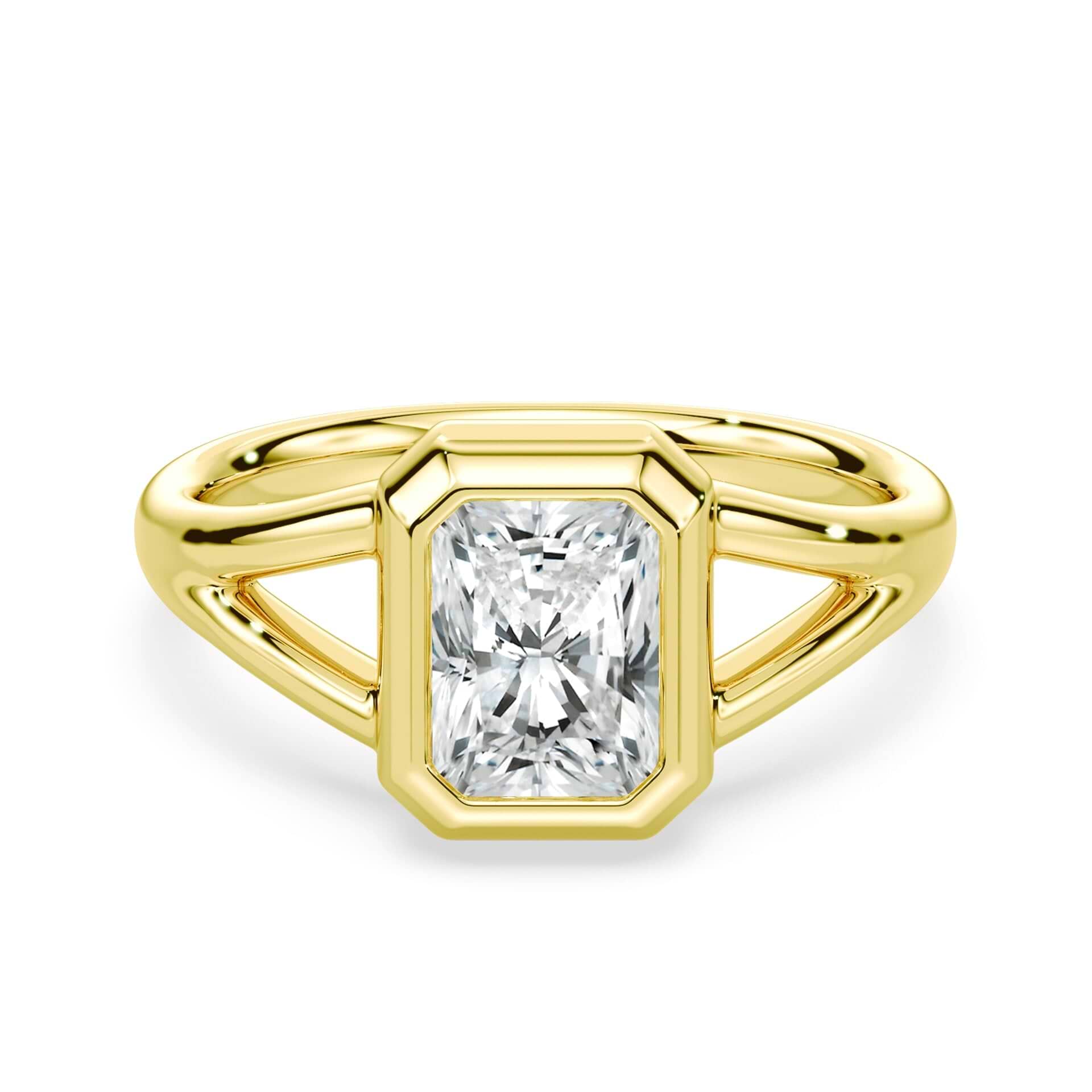 Radiant Cut Bezel Ring Yellow Gold